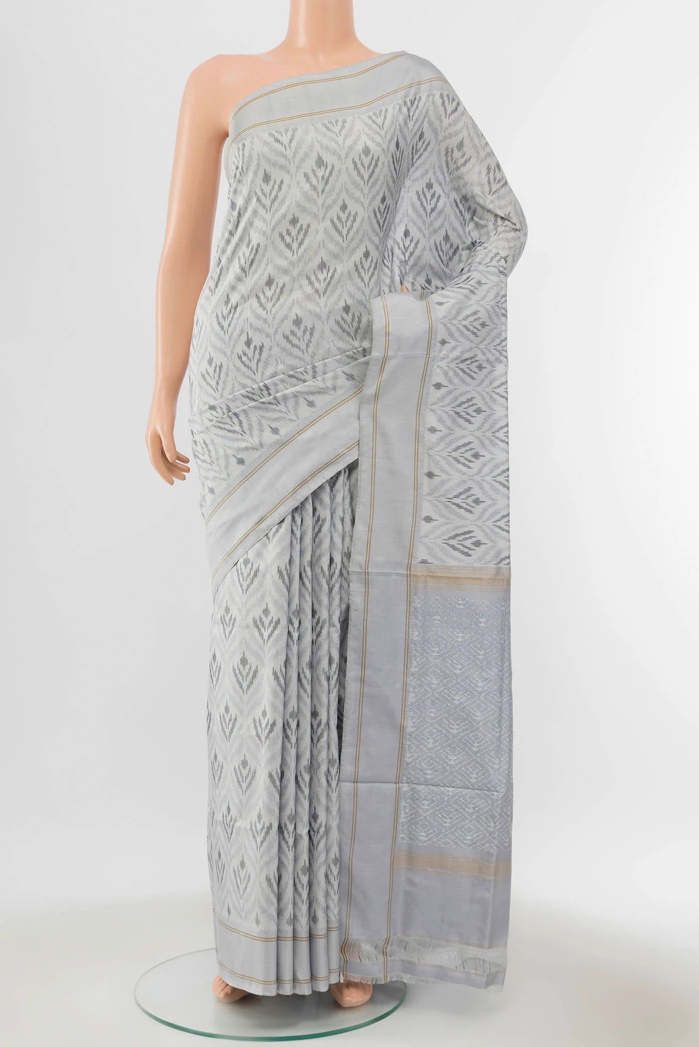 Grey Pochampally Silk Saree