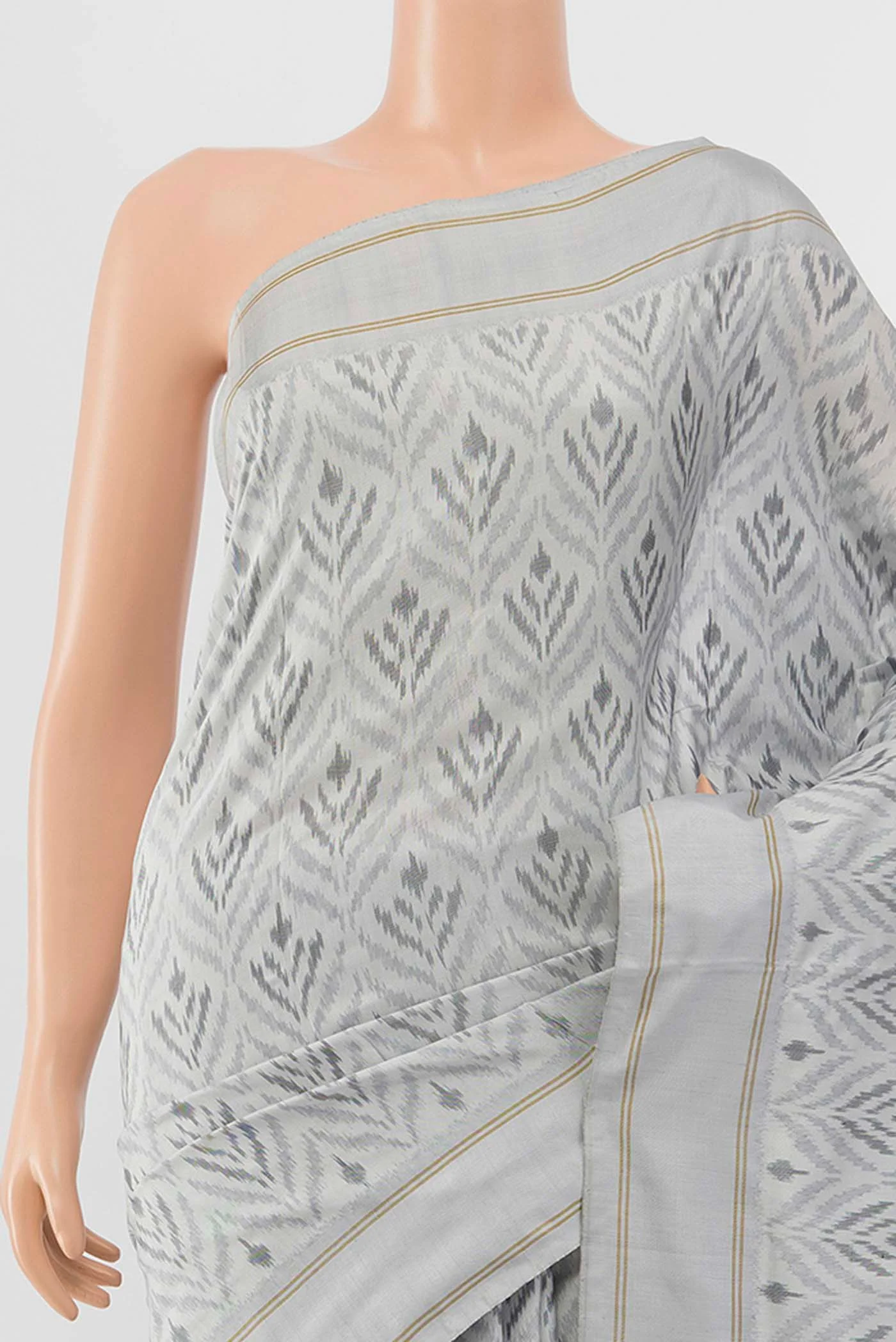 Grey Pochampally Silk Saree - Image 2