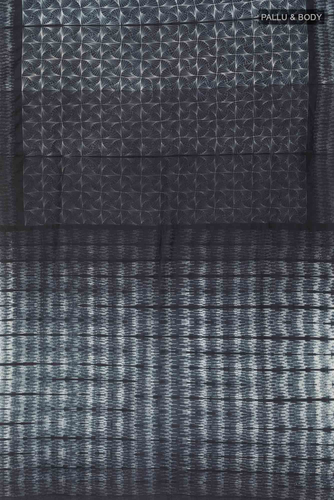 Grey Printed Silk Saree - Image 3