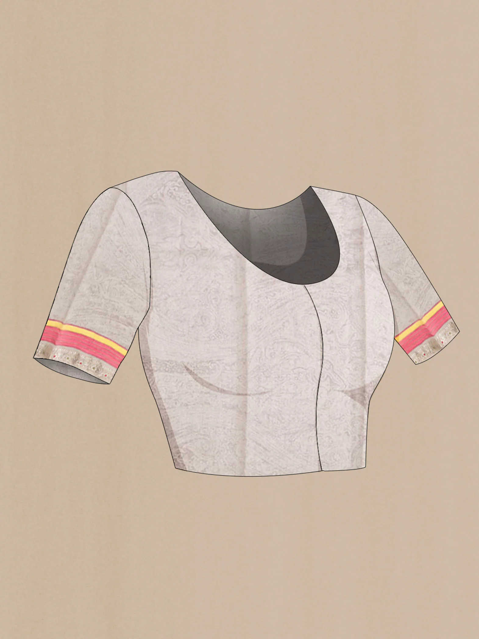 Grey Silk Cotton Saree - Image 4