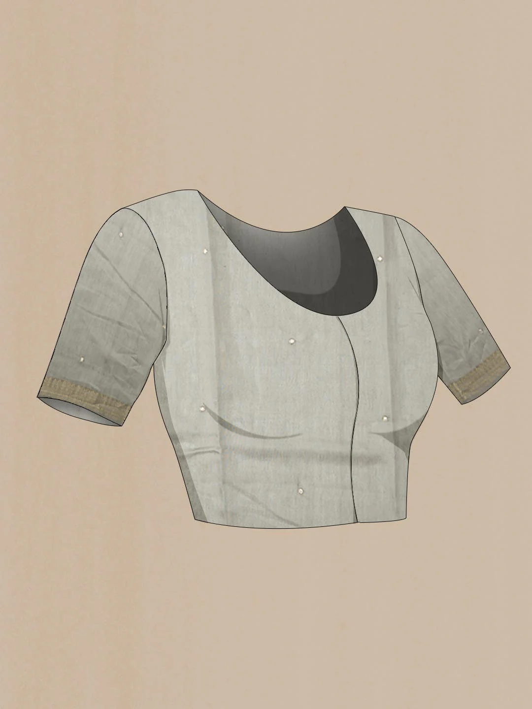 Grey Silk Cotton Saree - Image 5