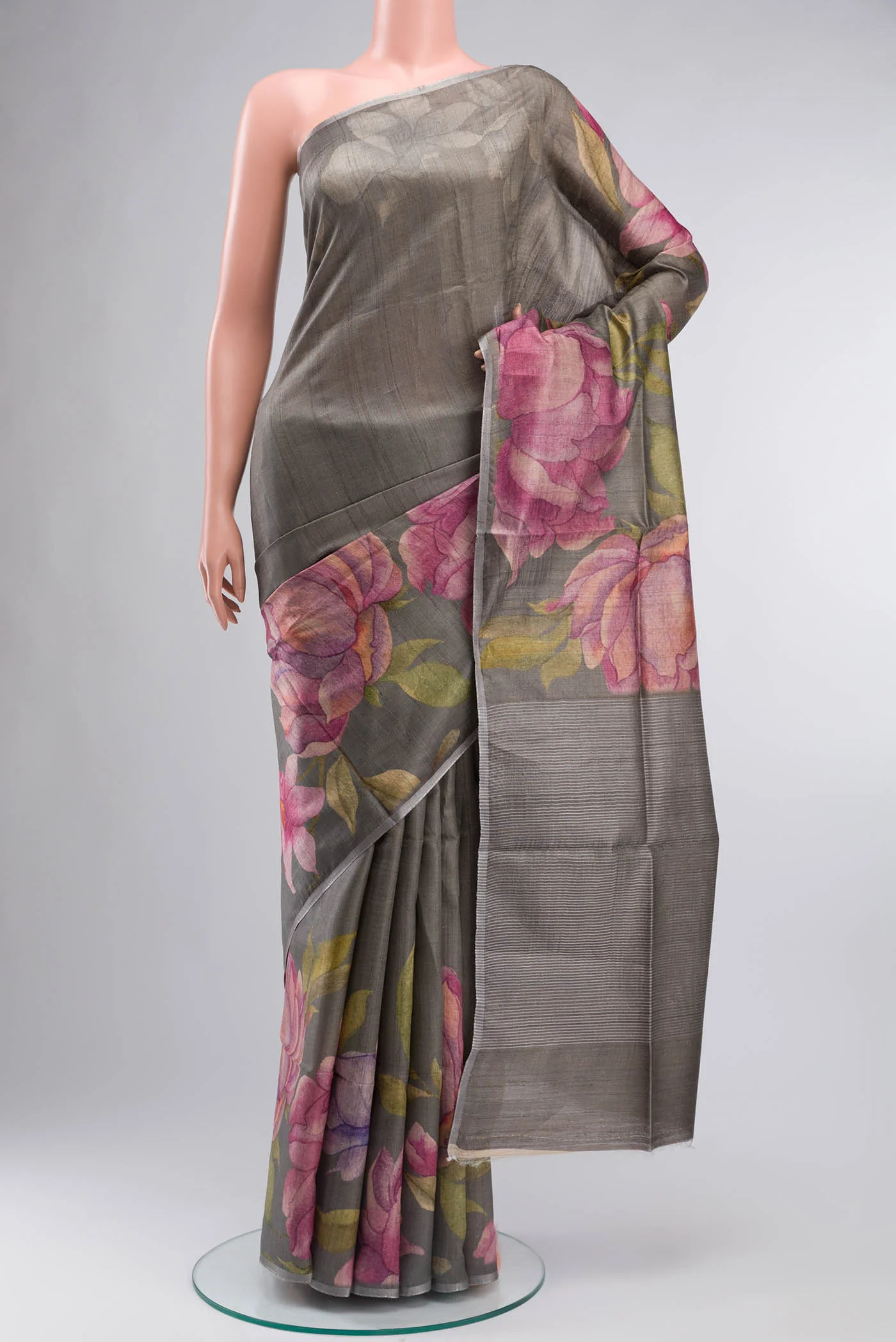 Grey Tussar Saree