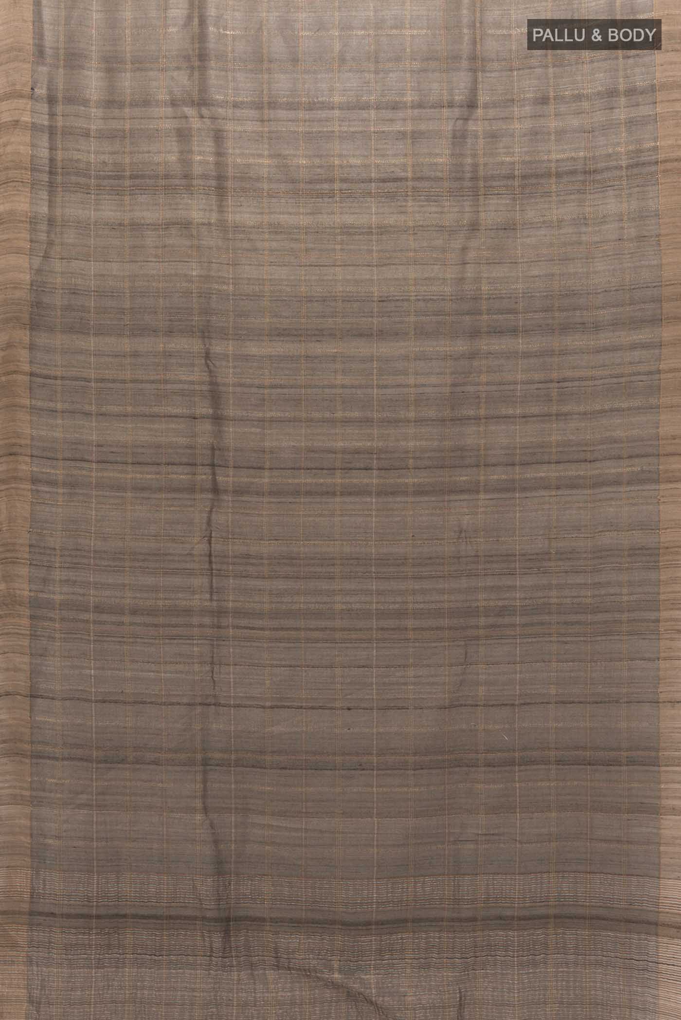Grey Tussar Silk Saree - Image 5