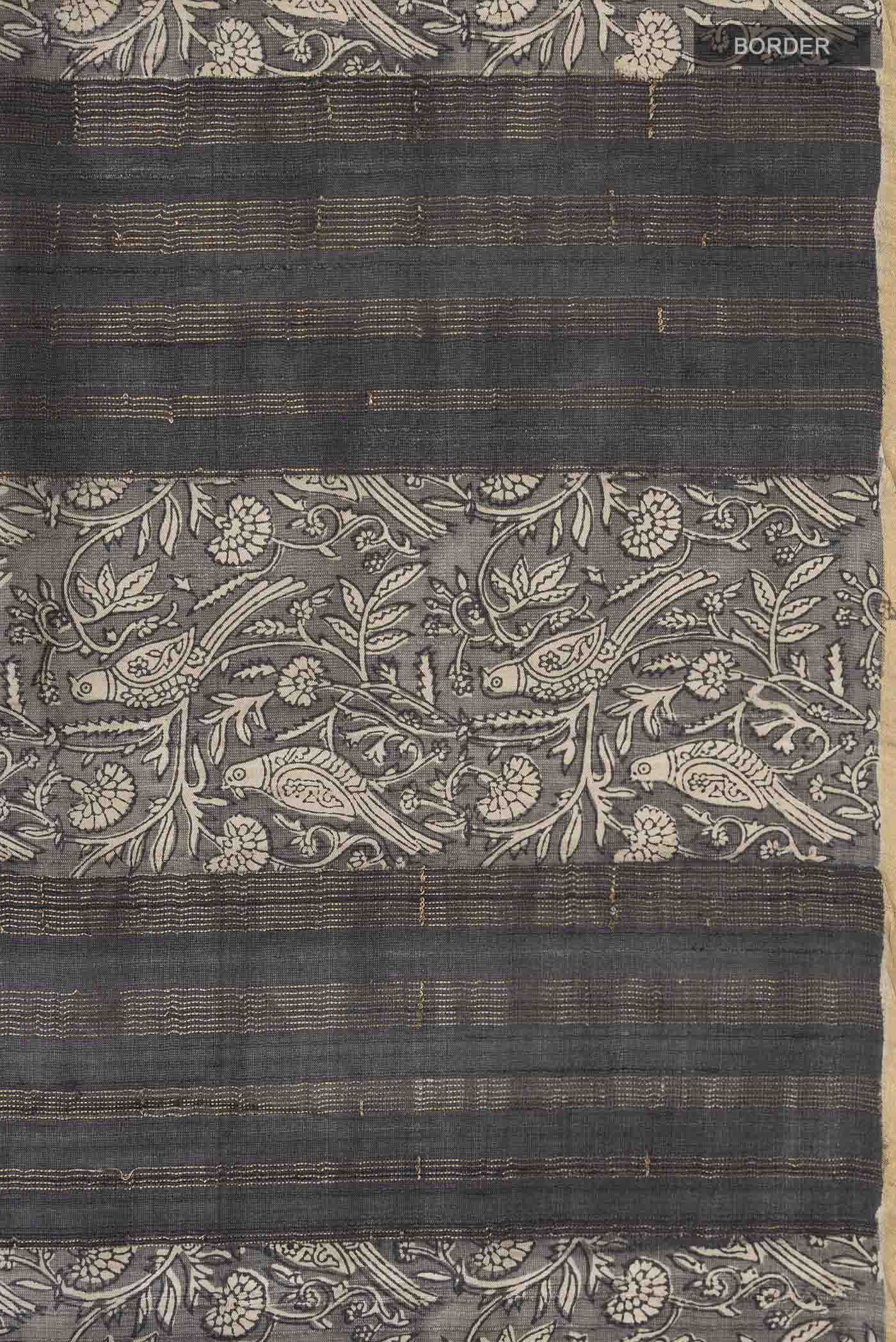 Grey Tussar Silk Saree - Image 3