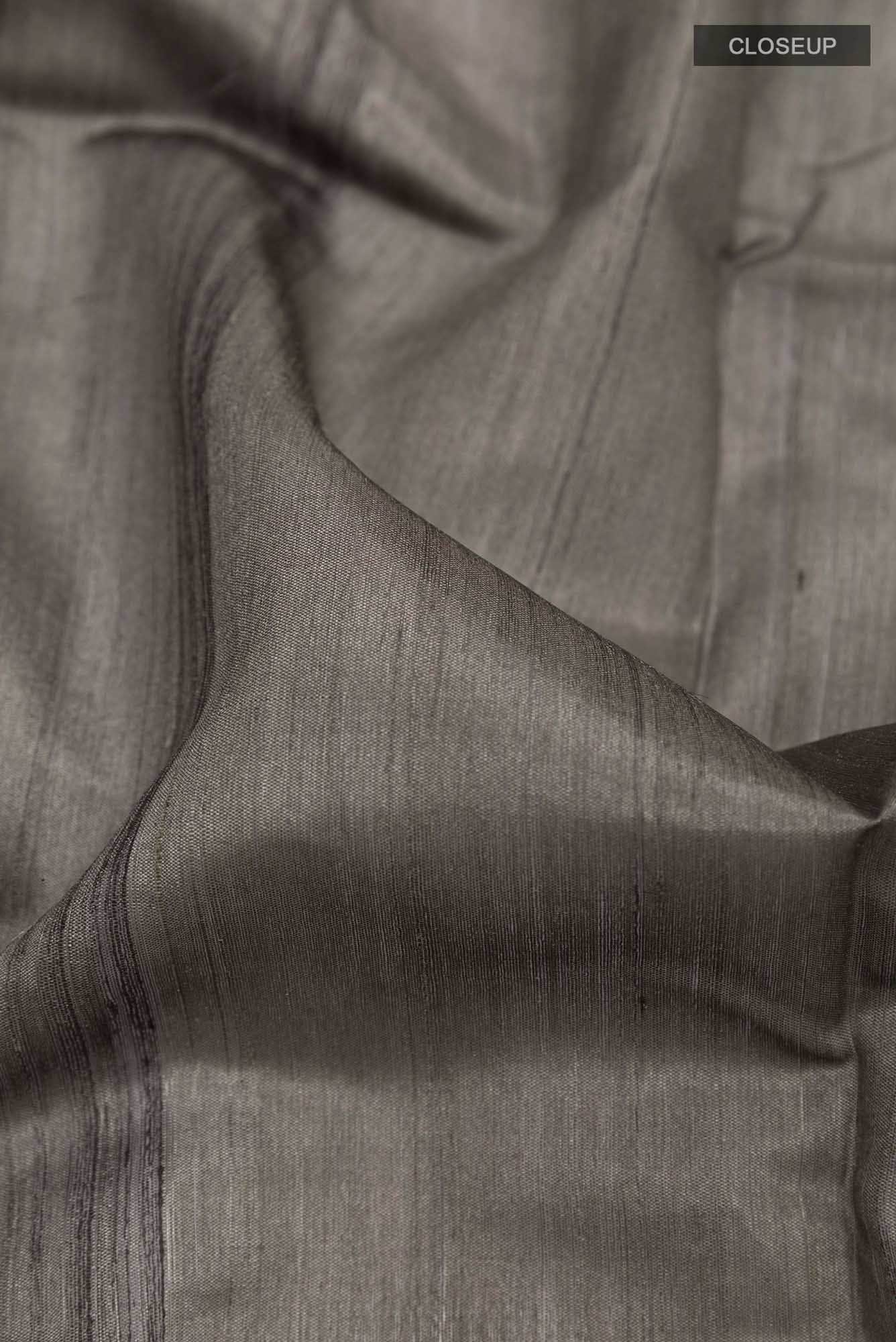 Grey Tussar Silk Saree - Image 3