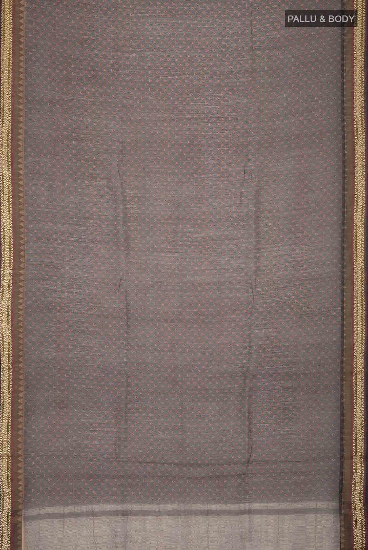 Grey Tussar Silk Saree - Image 3
