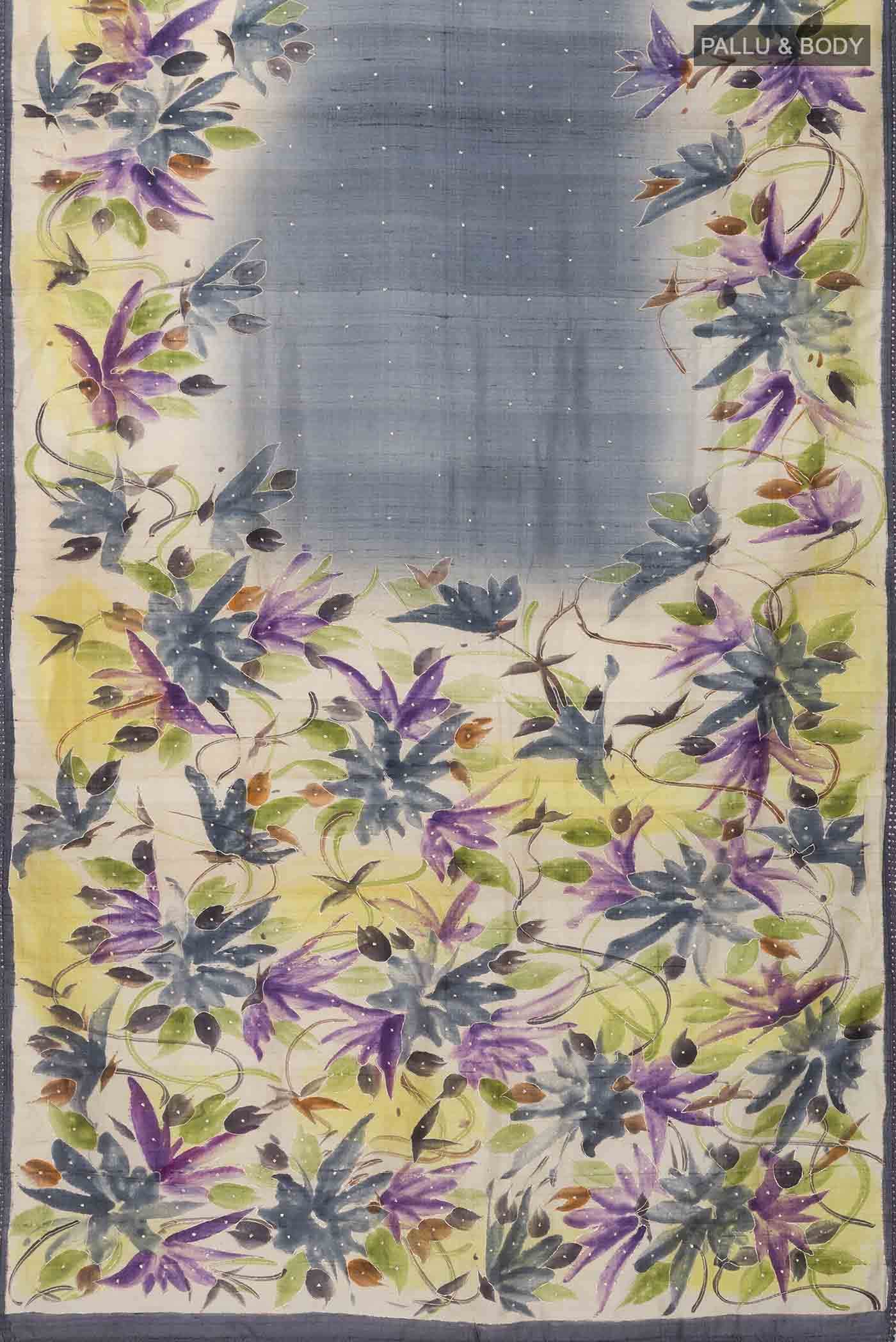 Grey Tussar Silk Saree - Image 3