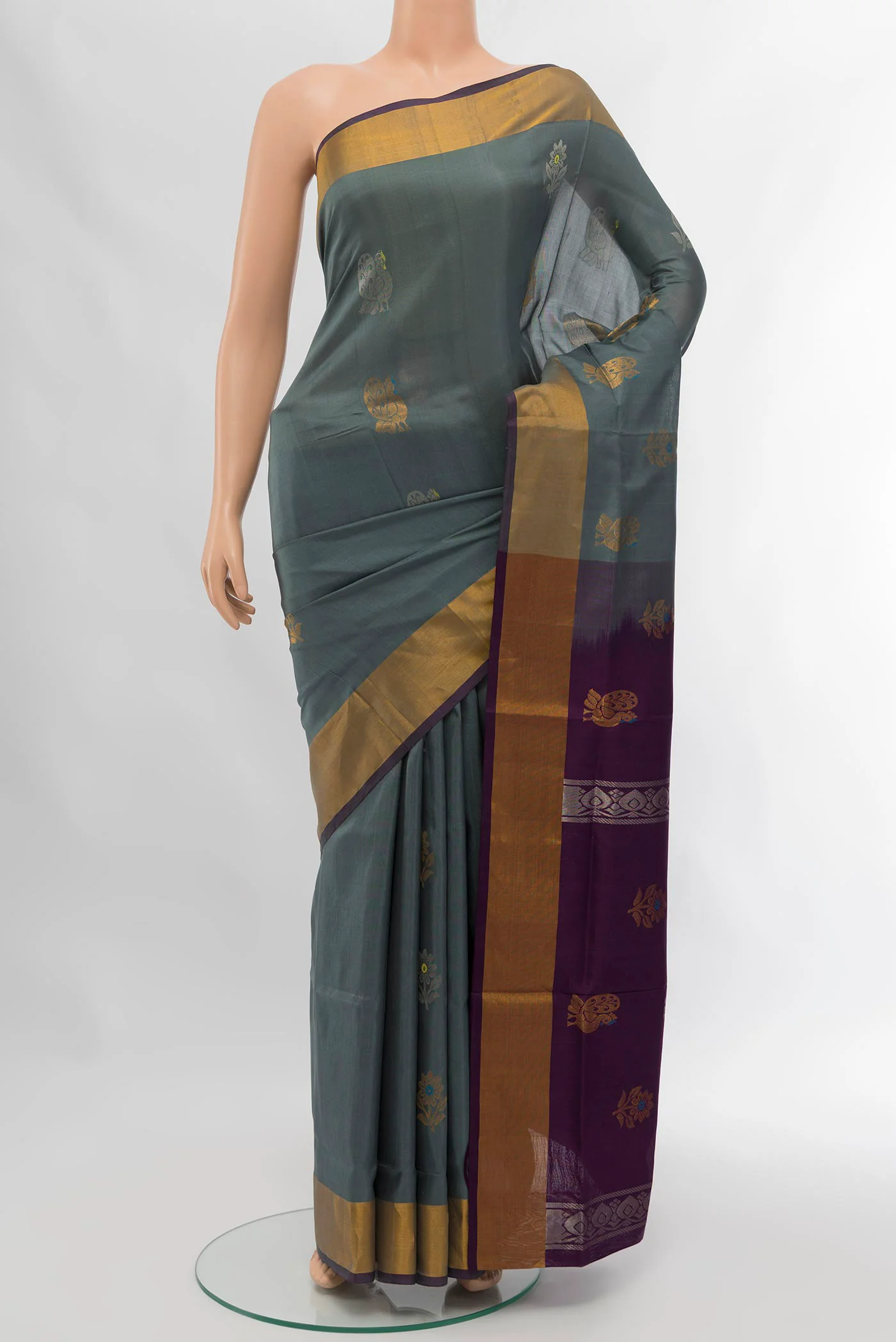 Grey Uppada Silk Saree