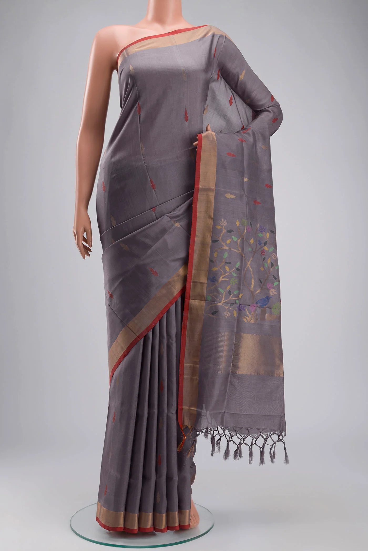 Grey Uppada Silk Saree