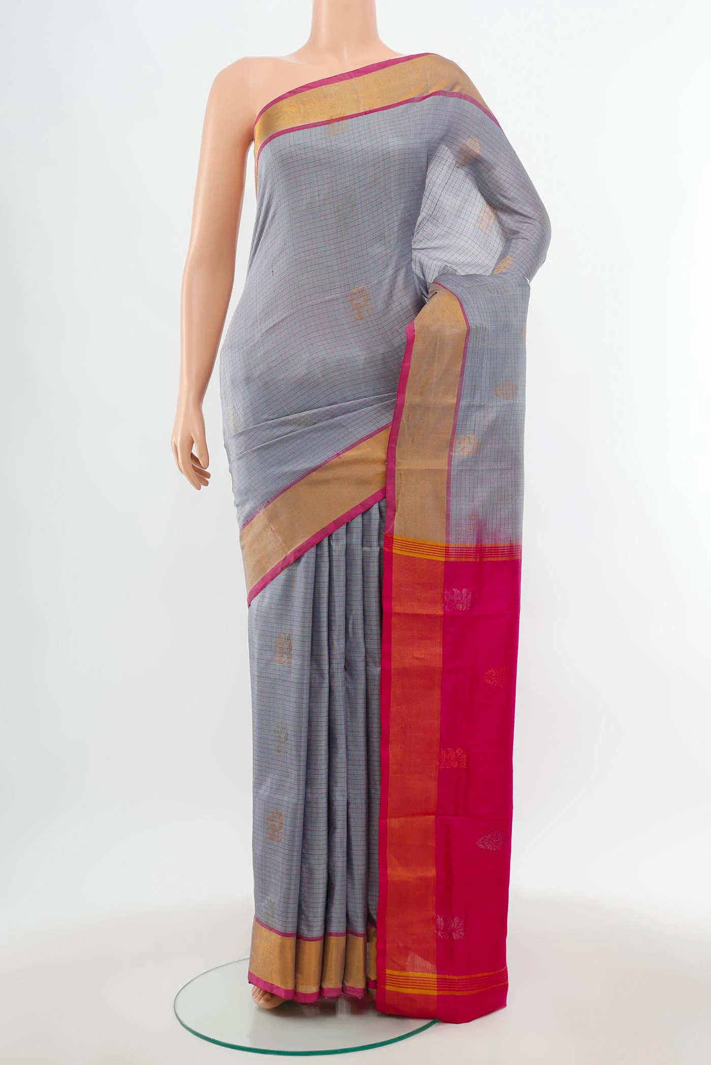 Grey Uppada Silk Saree