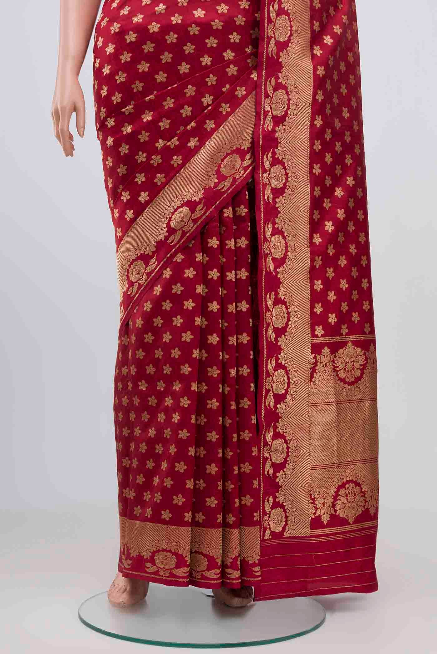 Gulal-Maroon Banarasi Katan Silk Saree - Image 3