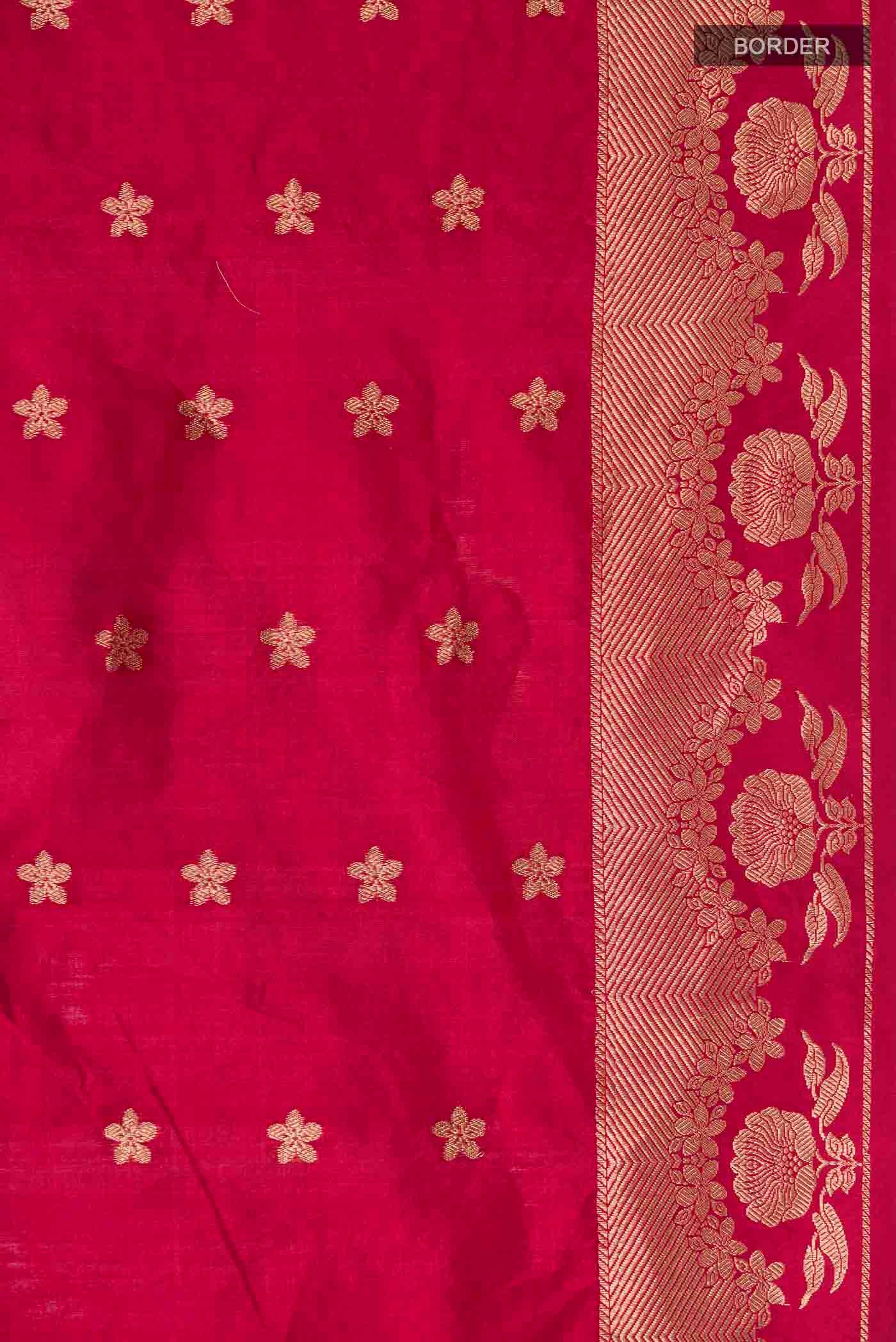 Gulal-Maroon Banarasi Katan Silk Saree - Image 3