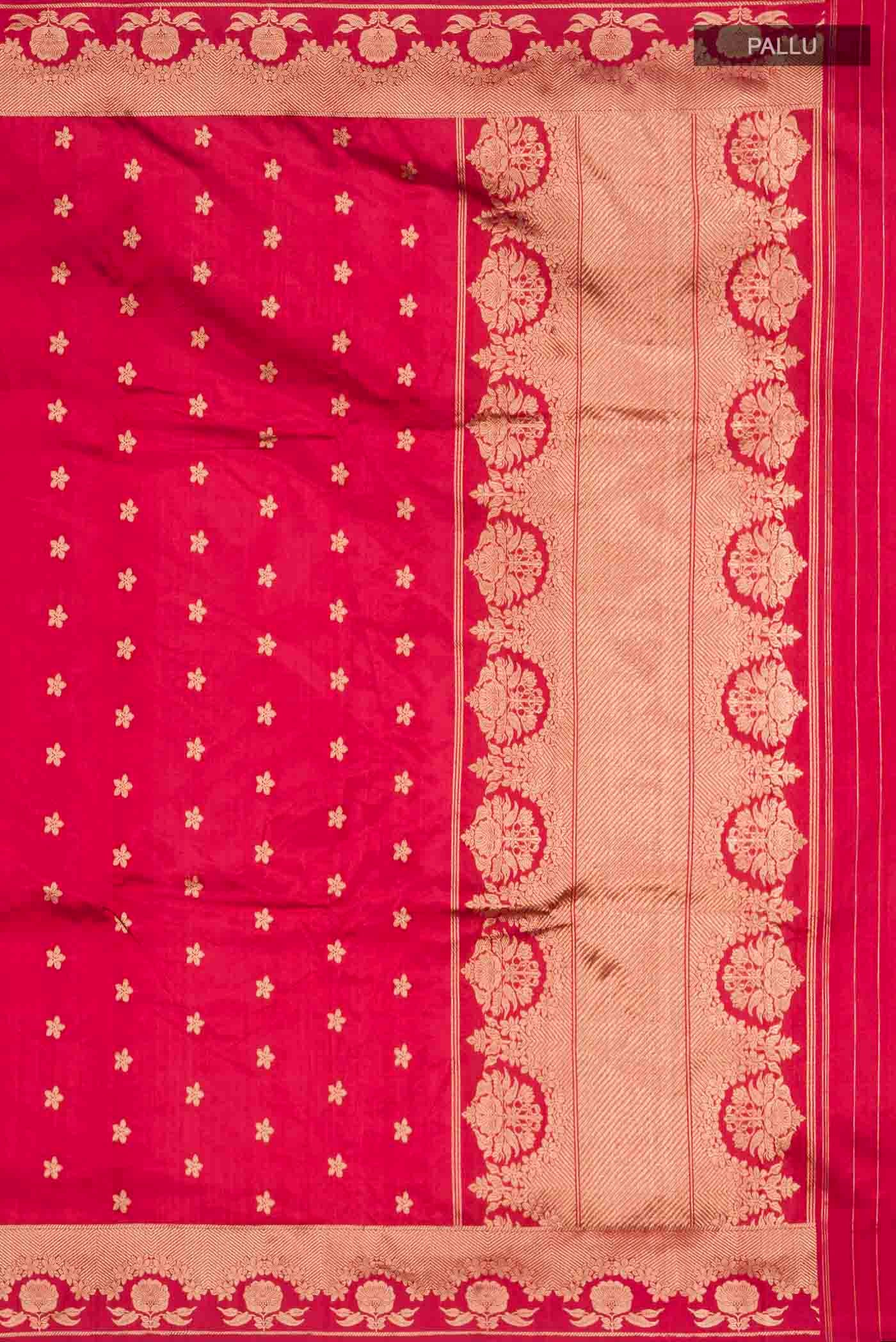 Gulal-Maroon Banarasi Katan Silk Saree - Image 5