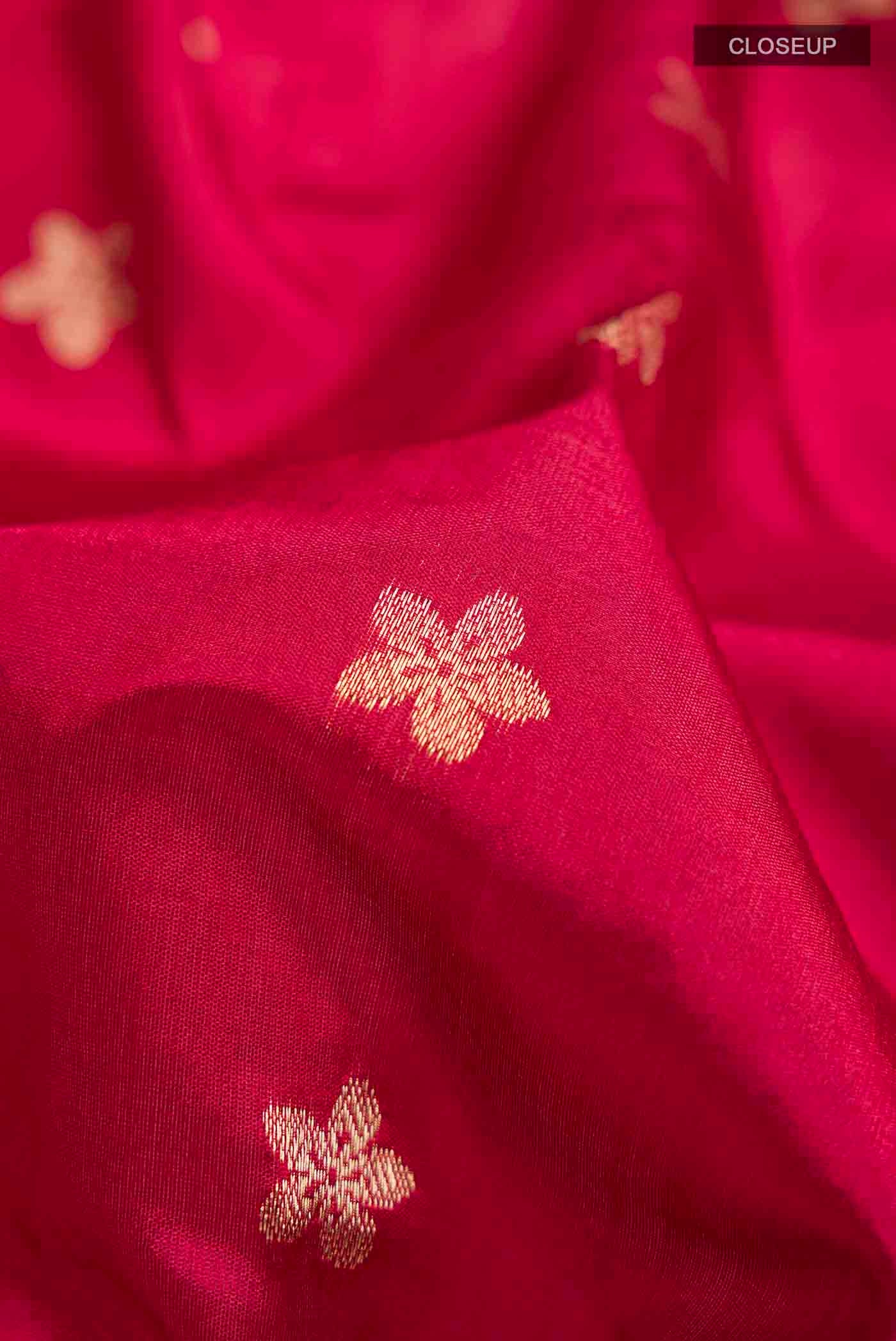 Gulal-Maroon Banarasi Katan Silk Saree - Image 6