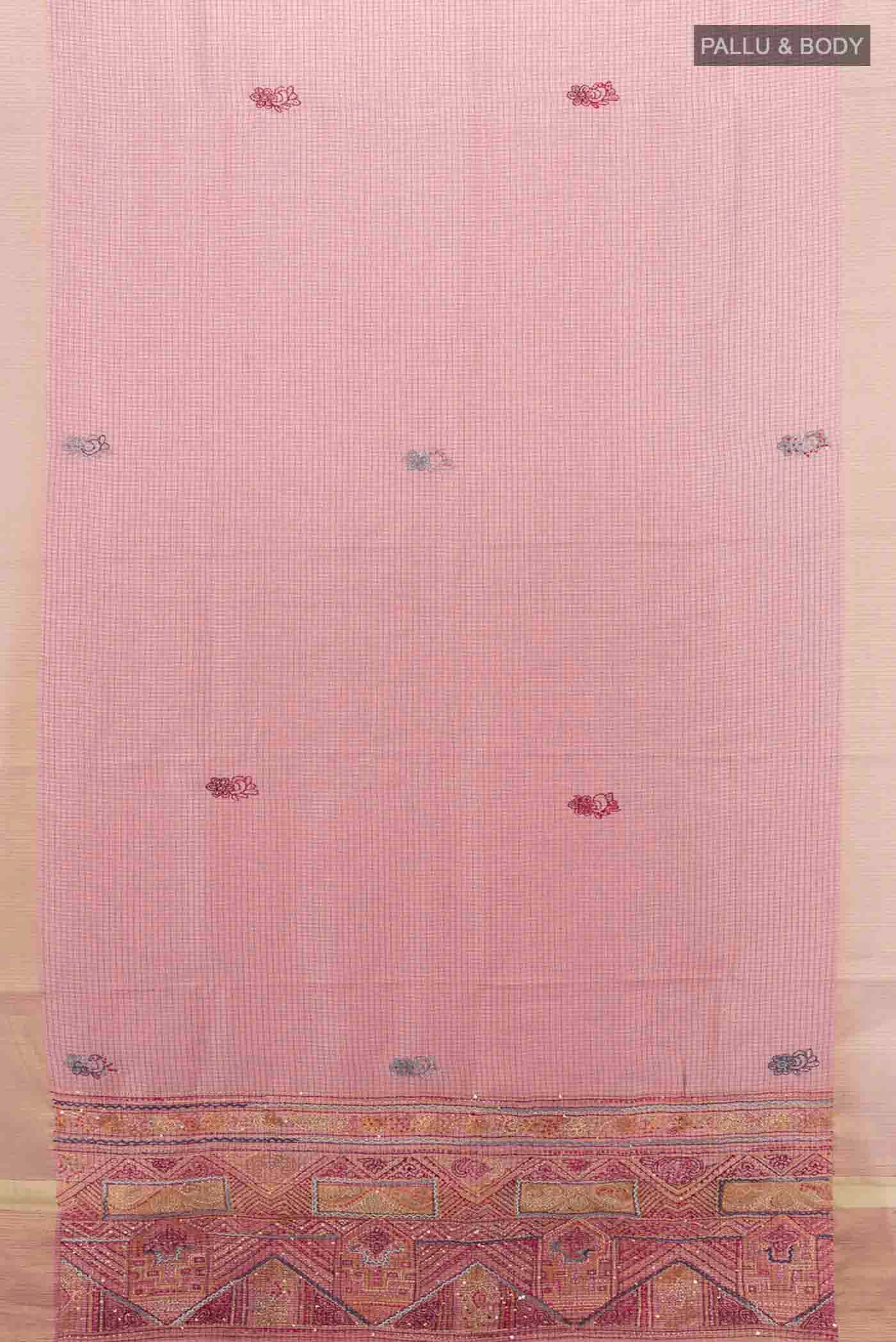 Rose pink Blended Tussar Silk Saree - Image 5