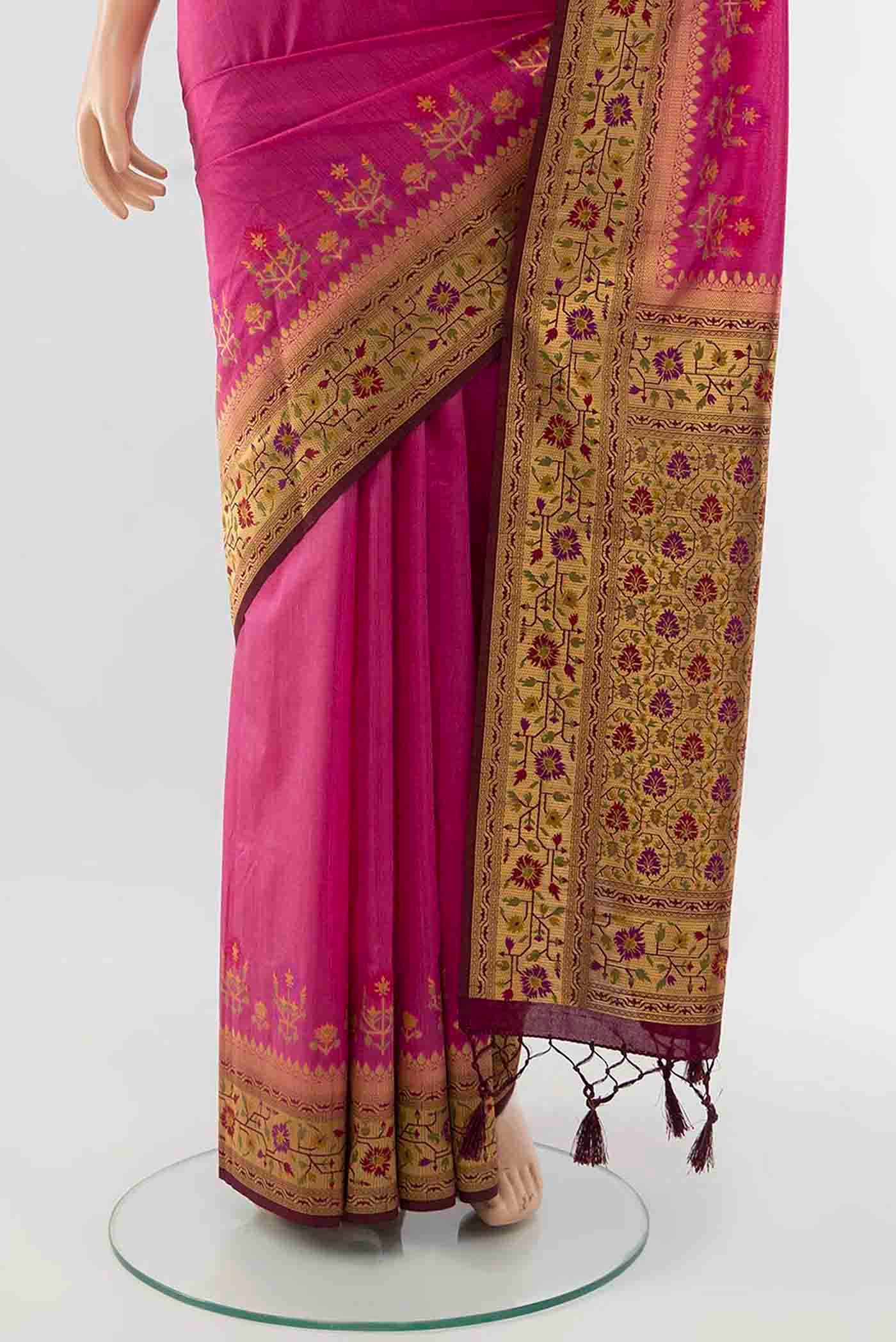 Imperial Pink Art Silk Saree - Image 3
