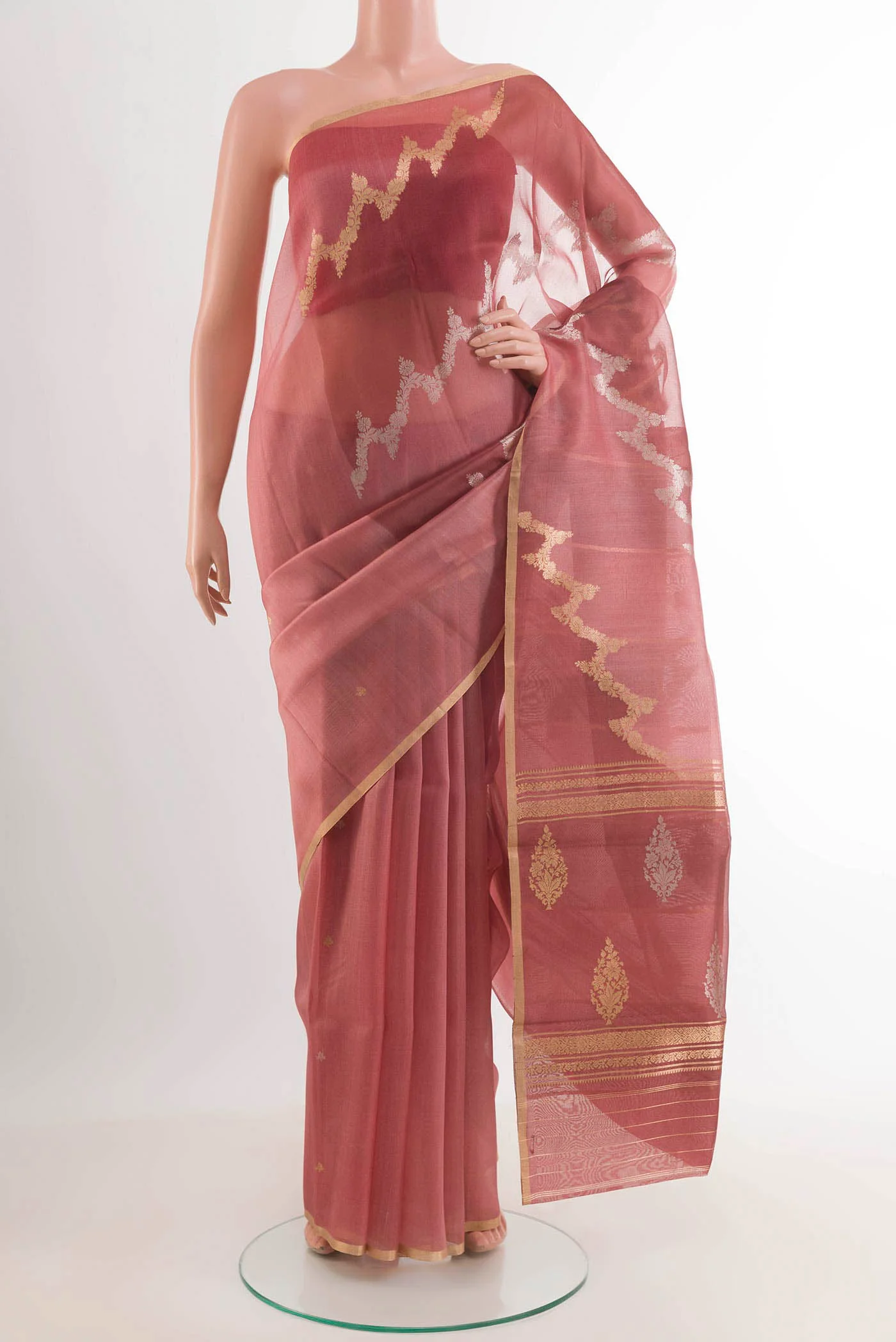 Mauve Organza Silk Saree