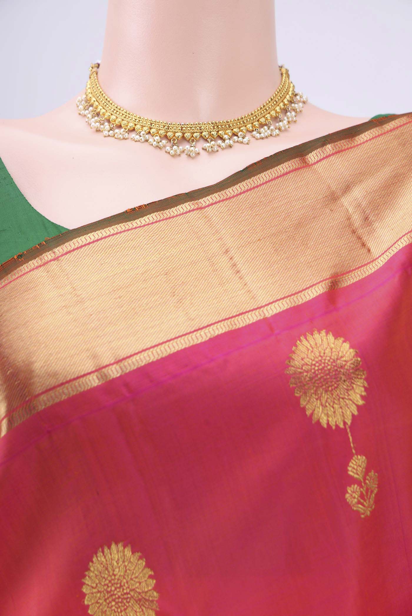 Pink Kanchipuram Silk Saree - Image 2