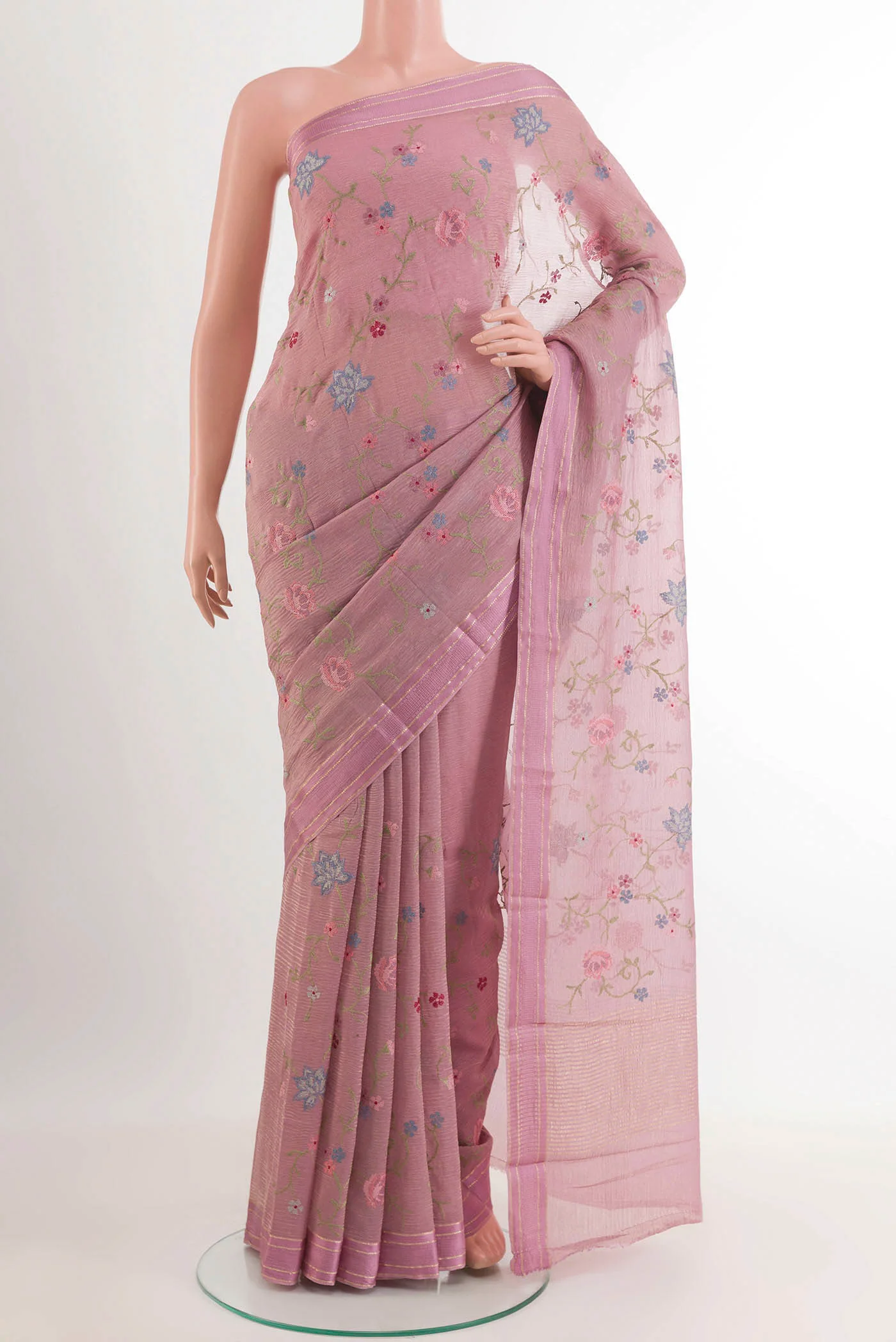 Lavender Mysore Georgette Saree