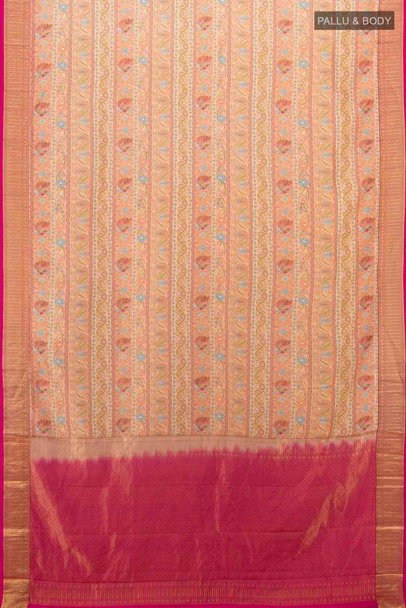 Imperial Pink Printed Silk Saree - Image 5