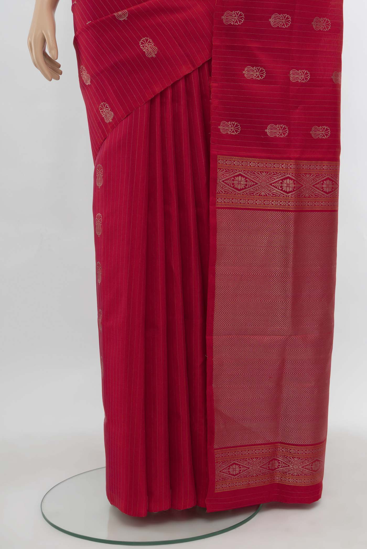 Imperial Red Soft Silk Saree - Image 3
