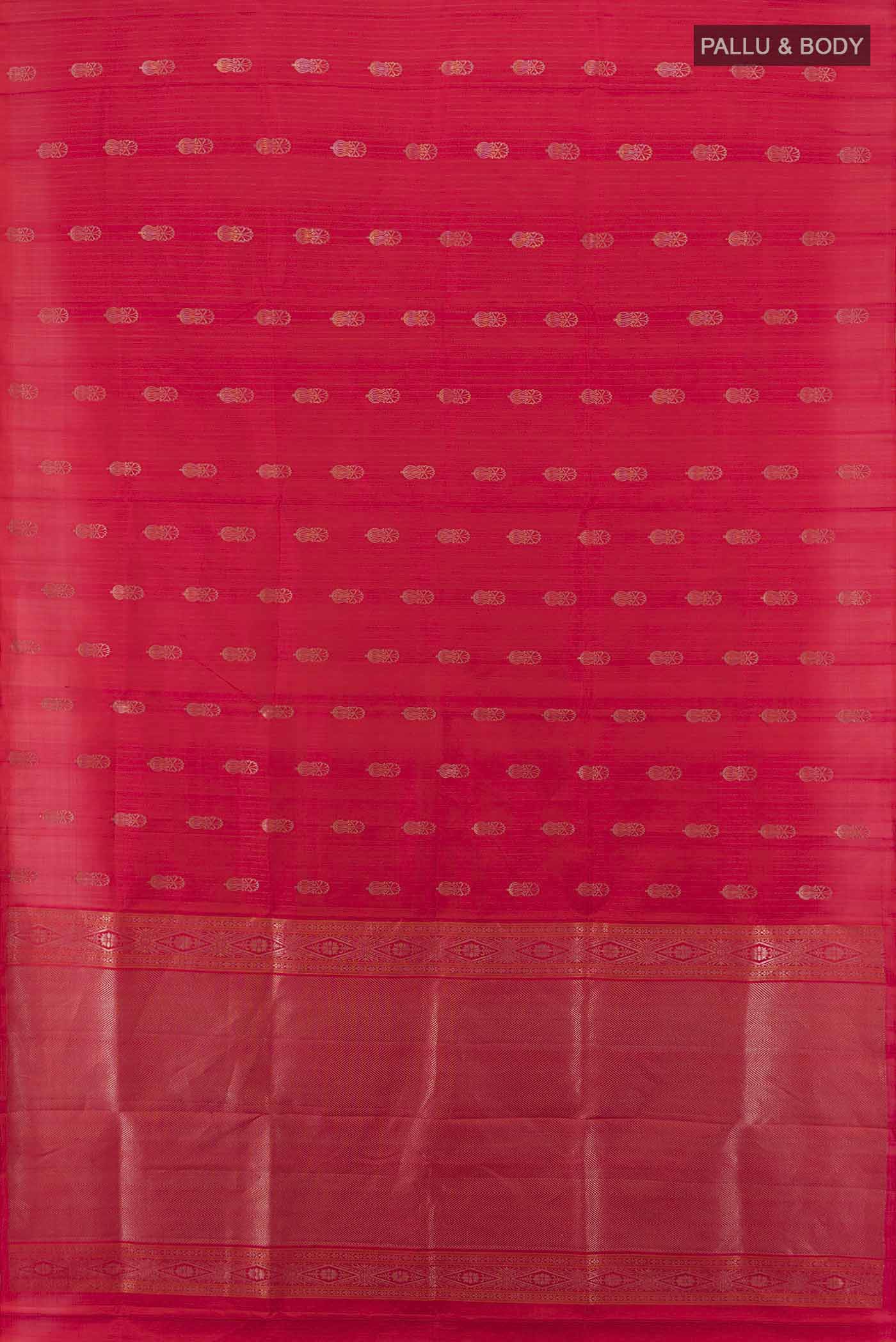 Imperial Red Soft Silk Saree - Image 5