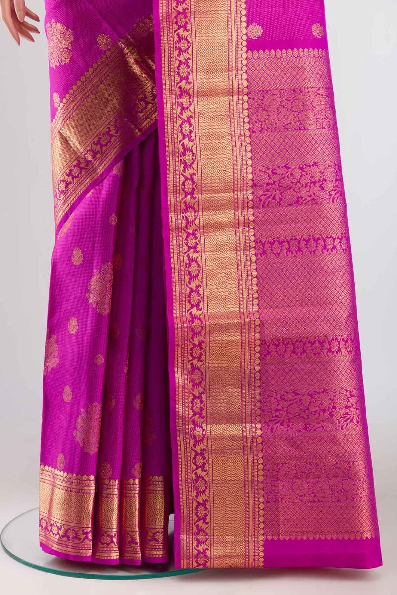 Kavini-Dark Pink Kanchipuram Silk Saree - Image 3