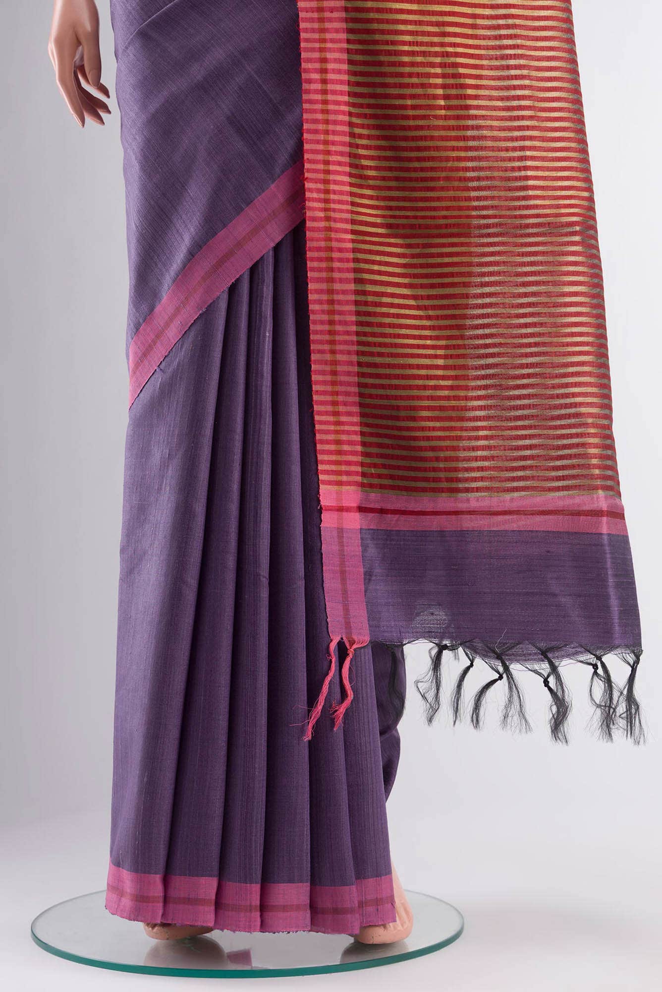Kruti-Purple Bhagalpuri Tussar Silk Saree - Image 9