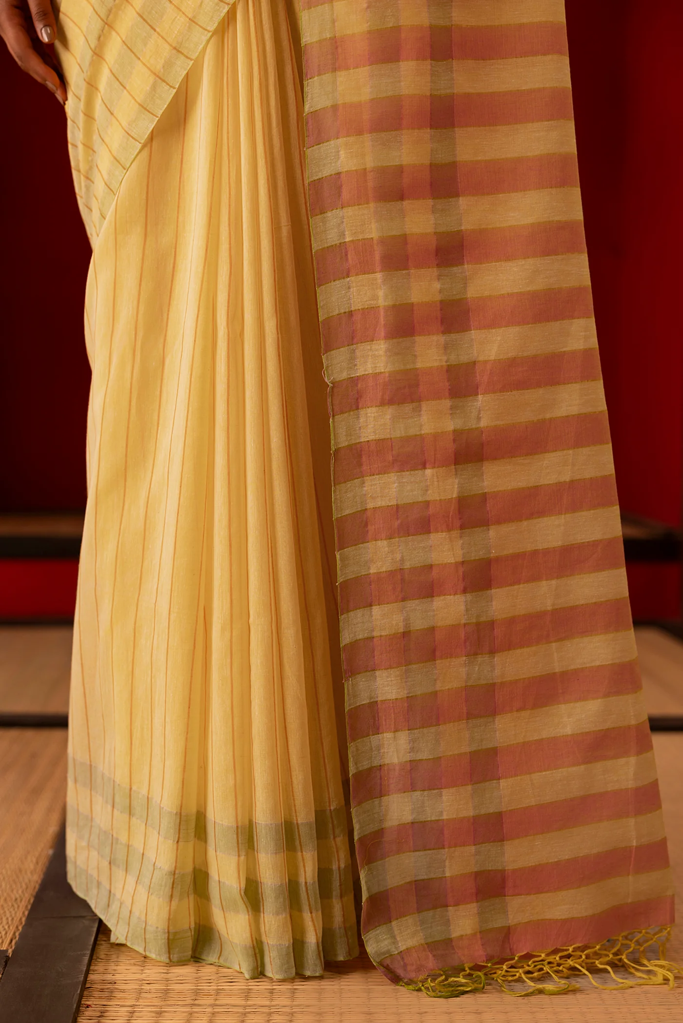 Kuhu-Yellow Cotton Saree - Image 5
