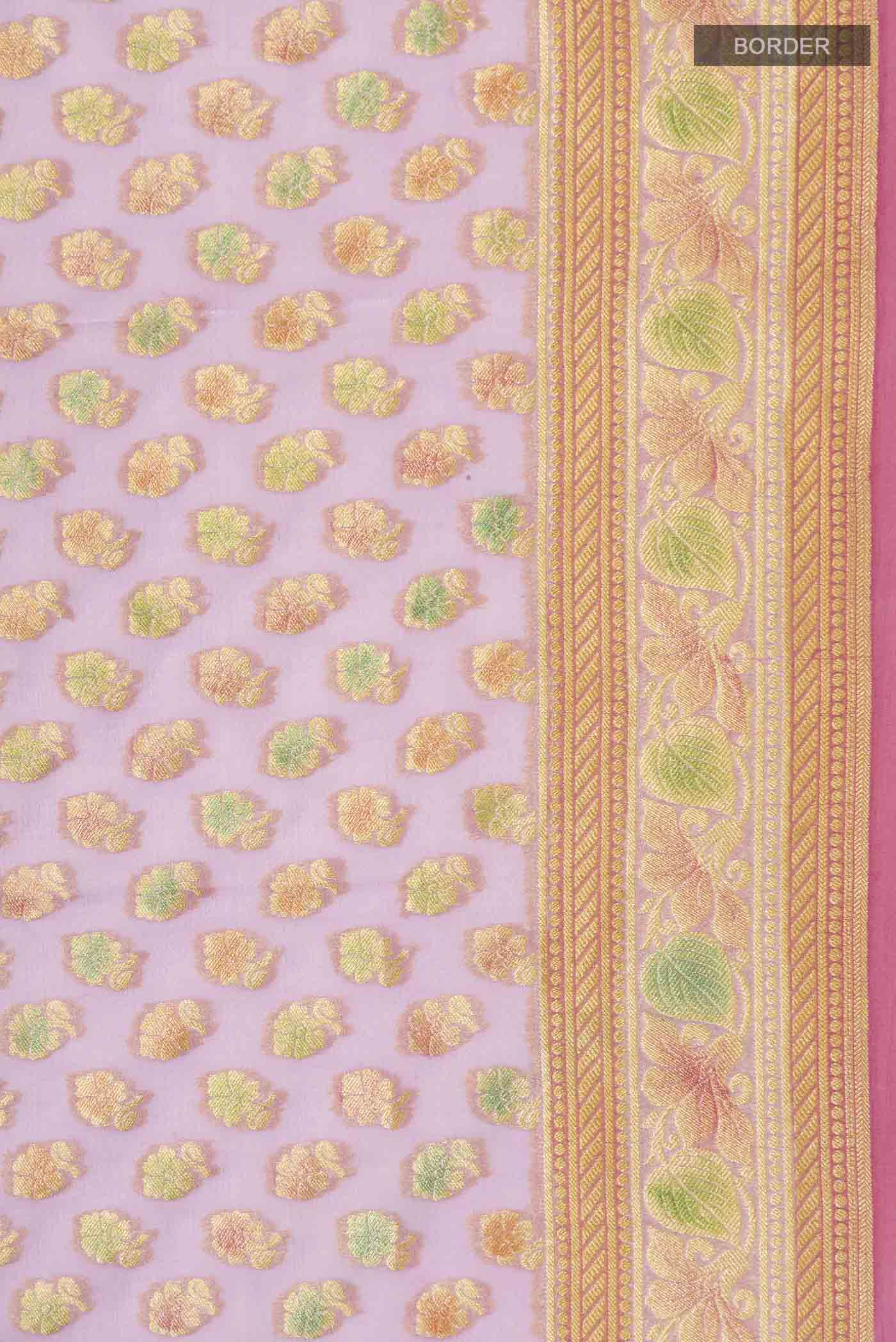 Lavender Banarasi Georgette Saree - Image 3