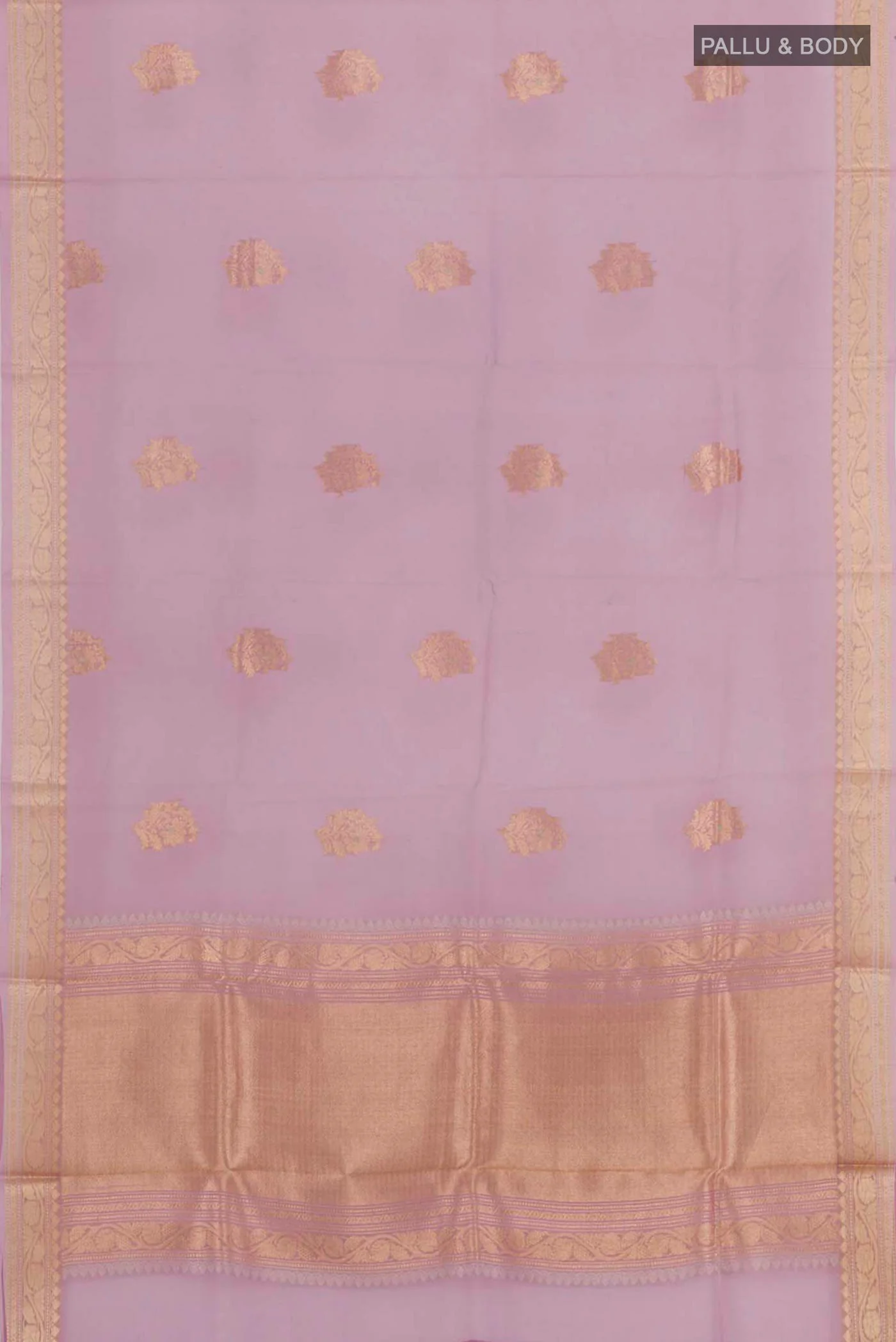Lavender Banarasi Kora Silk Saree - Image 3