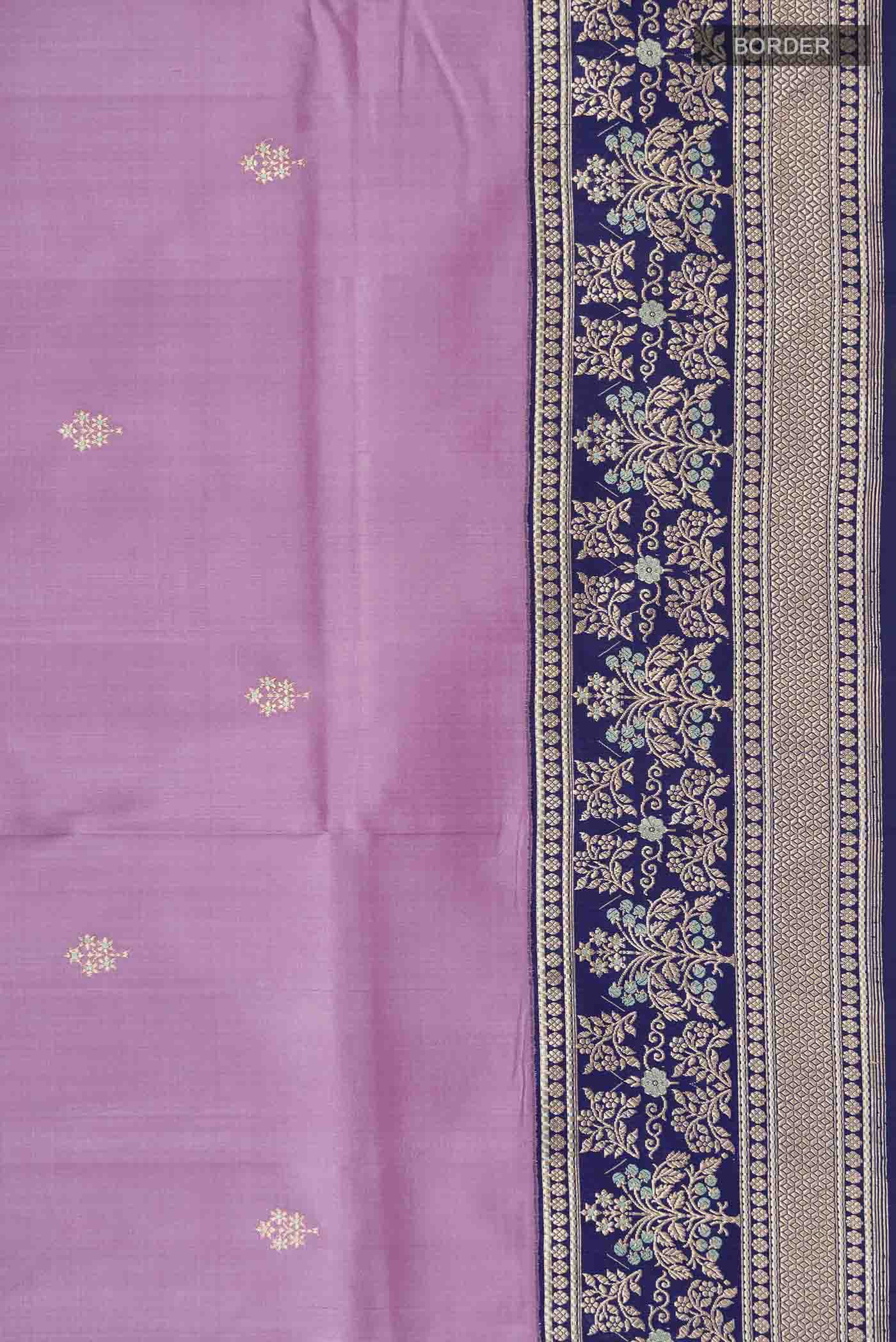 Lavender Banarasi Silk Saree - Image 3