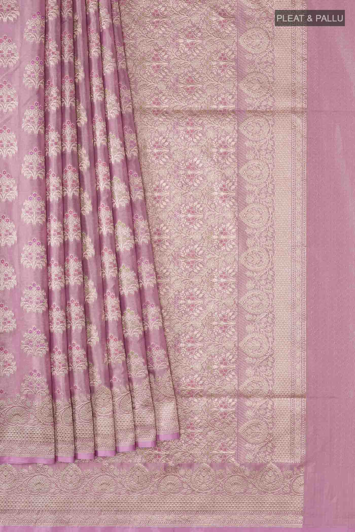 Lavender Banarasi Silk Saree - Image 4
