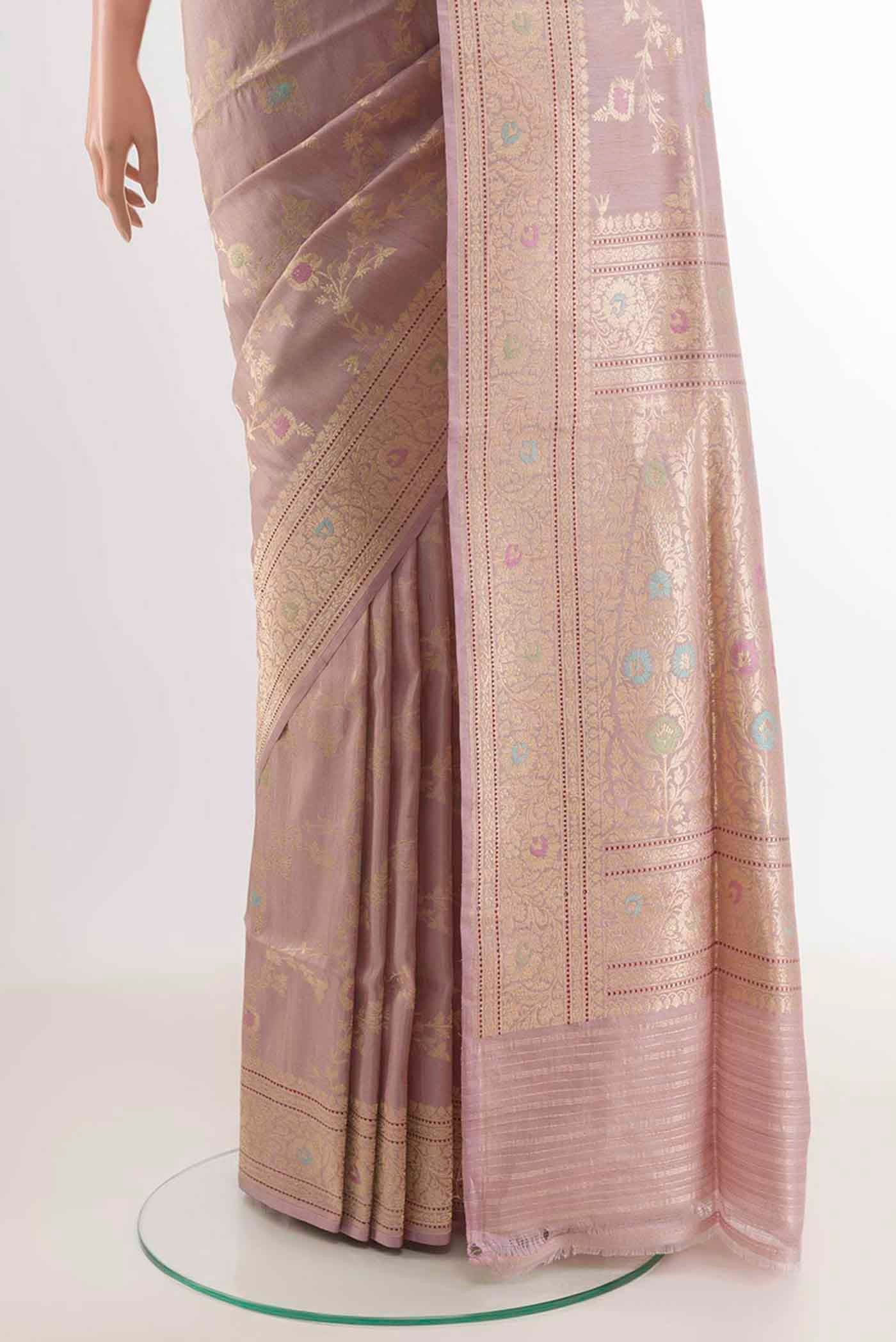 Lavender Banarasi Silk Saree - Image 3