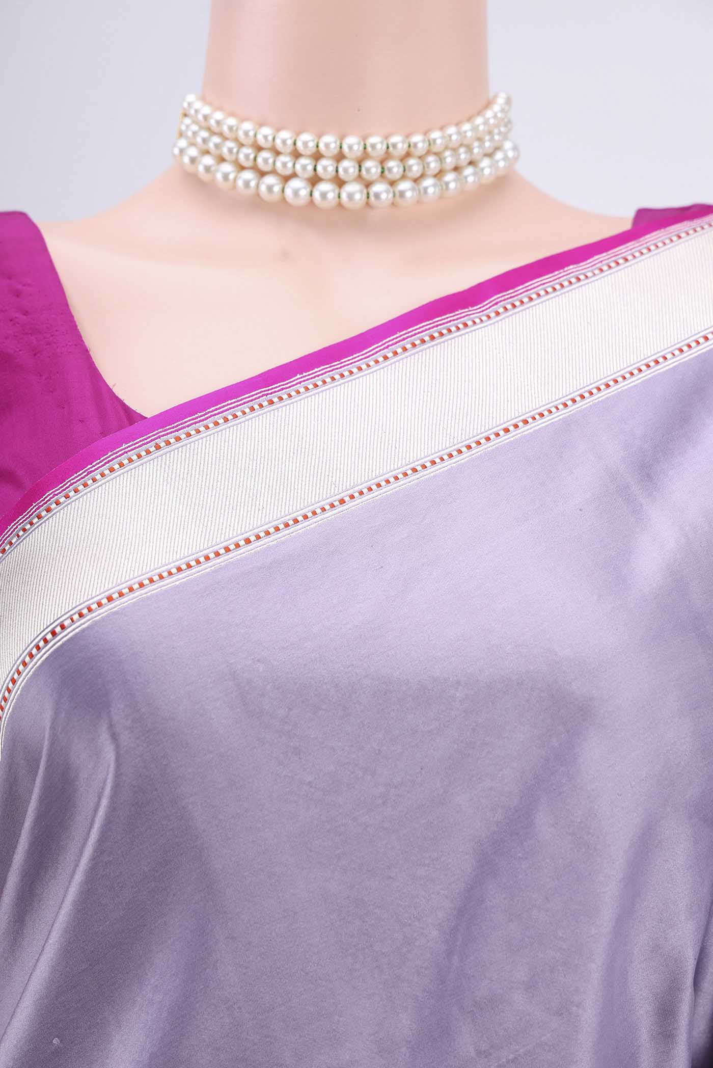 Lavender Banarasi Silk Saree - Image 2