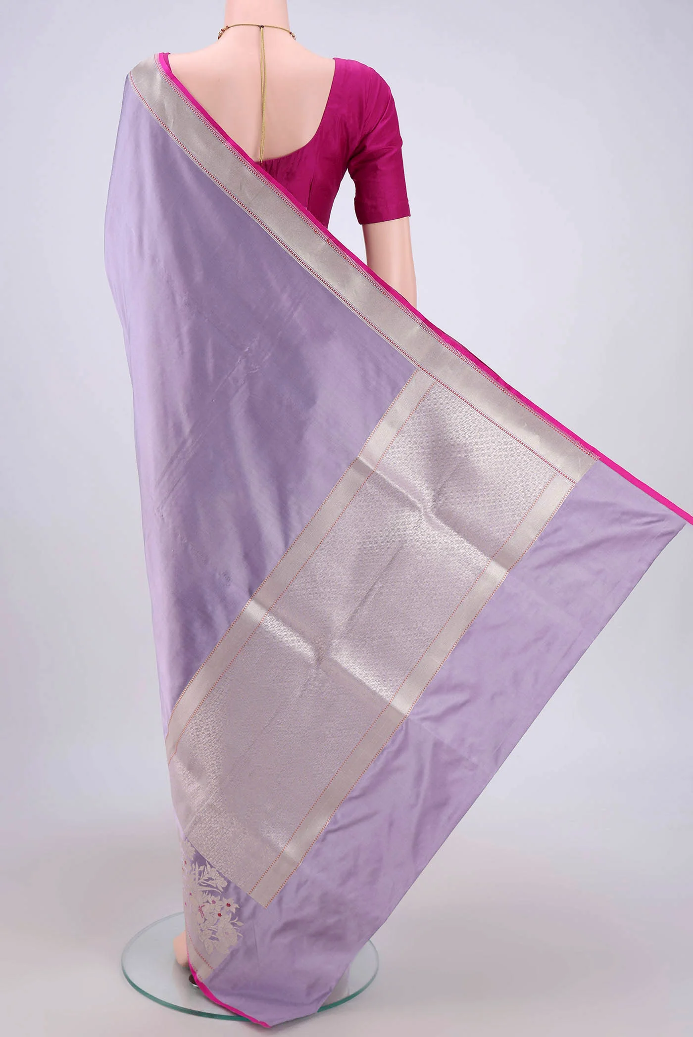 Lavender Banarasi Silk Saree - Image 3
