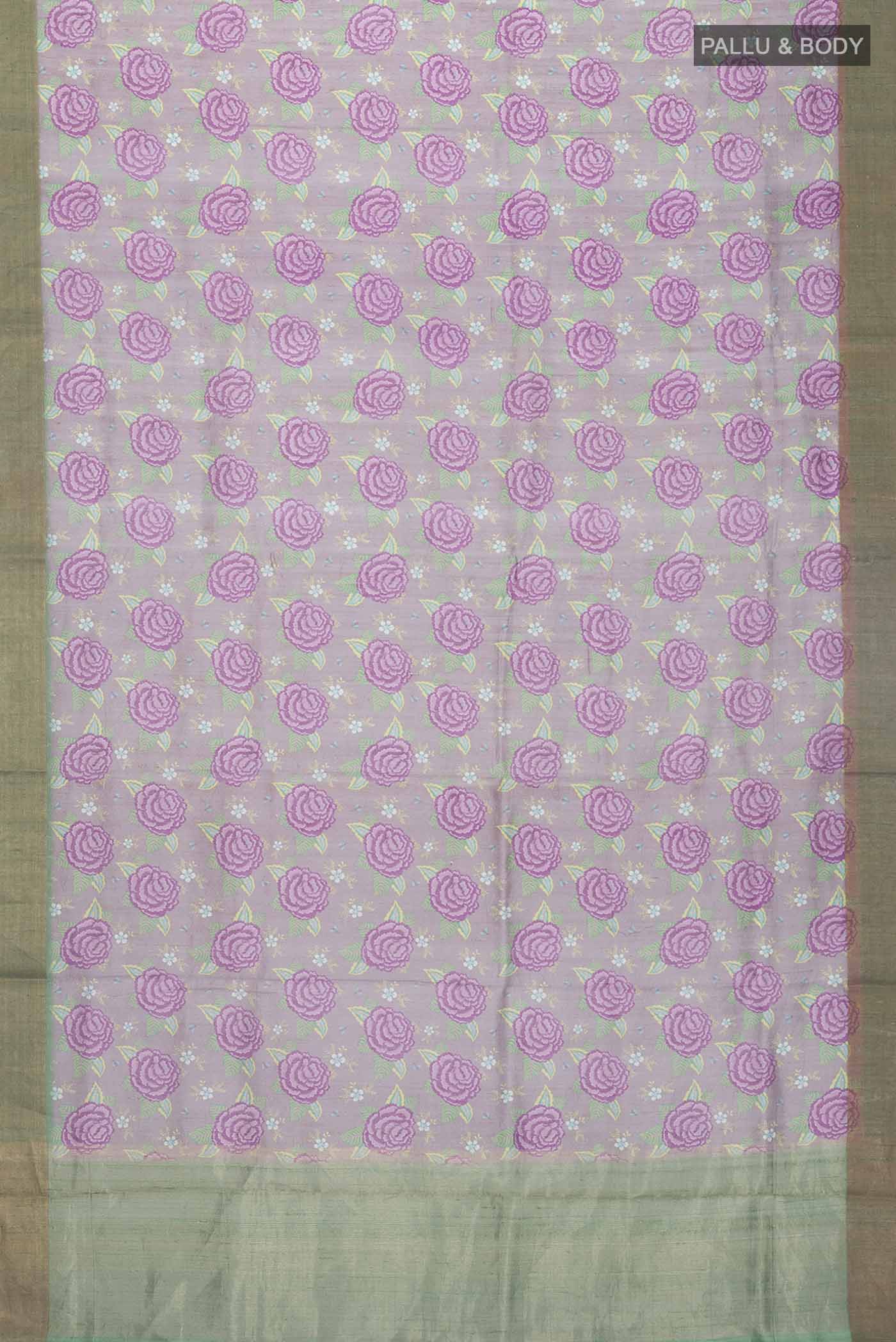 Lavender Bhagalpuri Tussar Silk Saree - Image 5