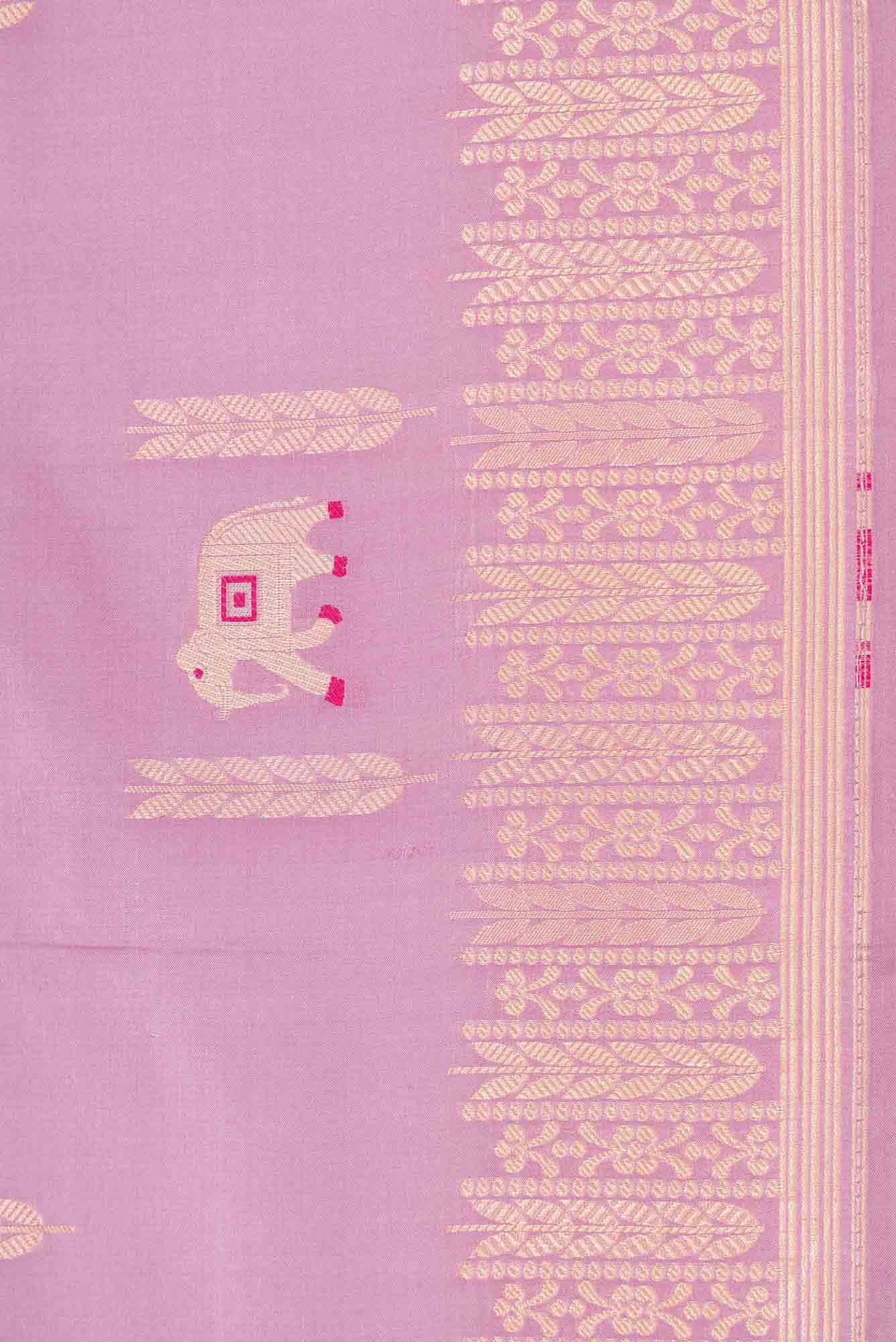 Lavender Dual Tone Banarasi Silk Saree - Image 5