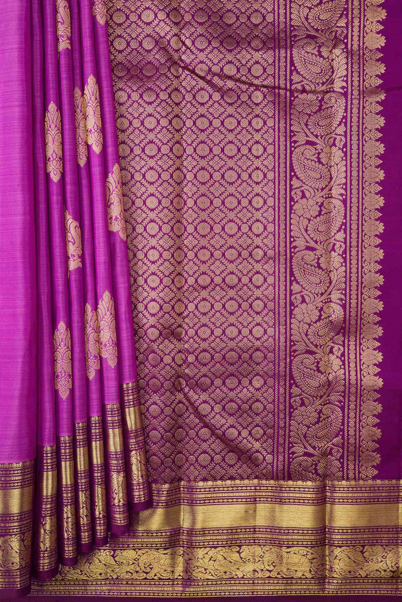 Lavender Dual Tone Kanjivaram Silk Saree - Image 4