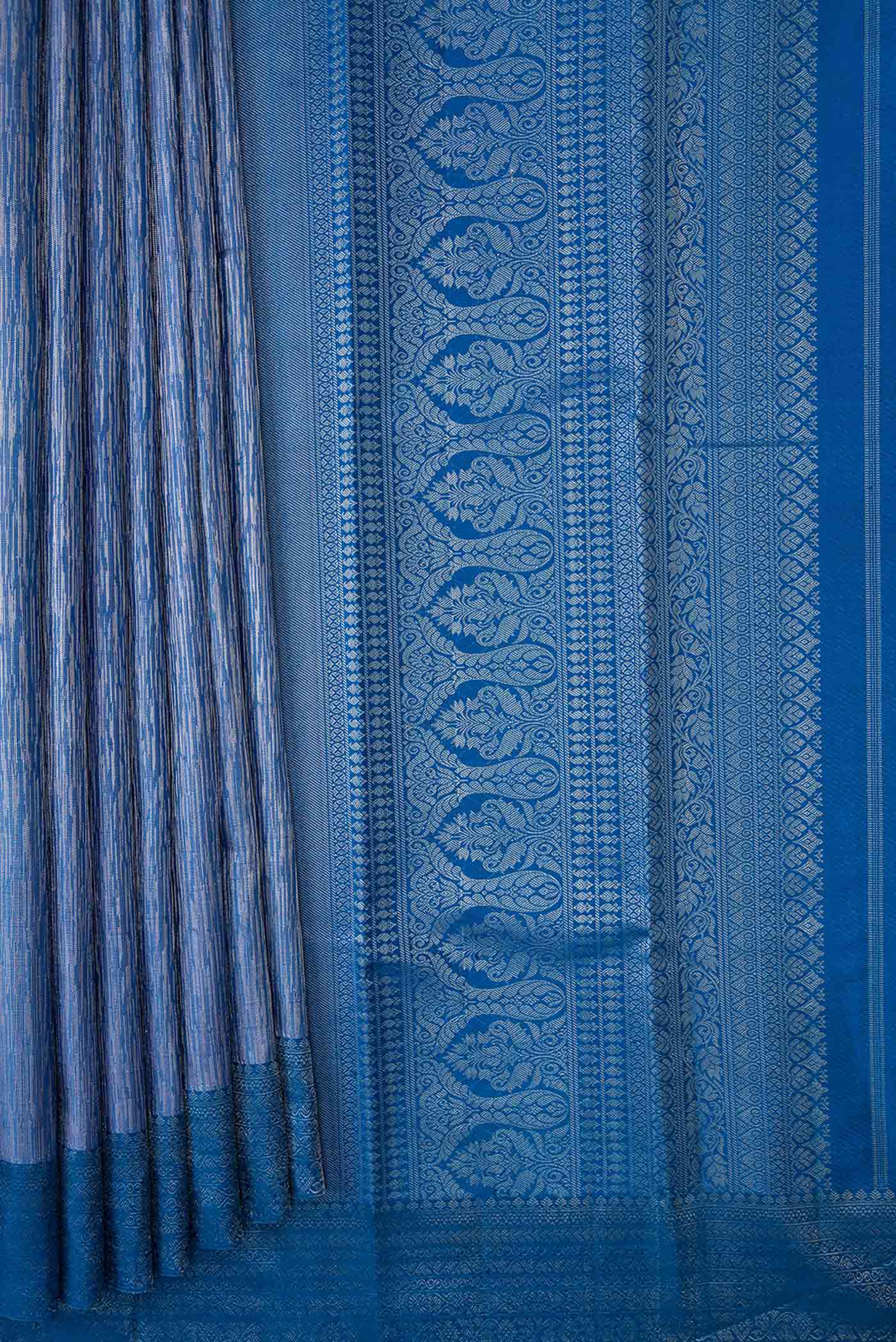 Sky Blue Kanjivaram Silk Saree - Image 4