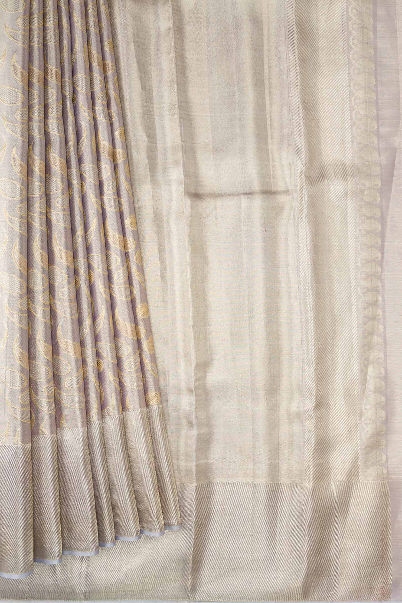 Lavender Dual Tone Kanjivaram Tissue Silk Saree - Image 4