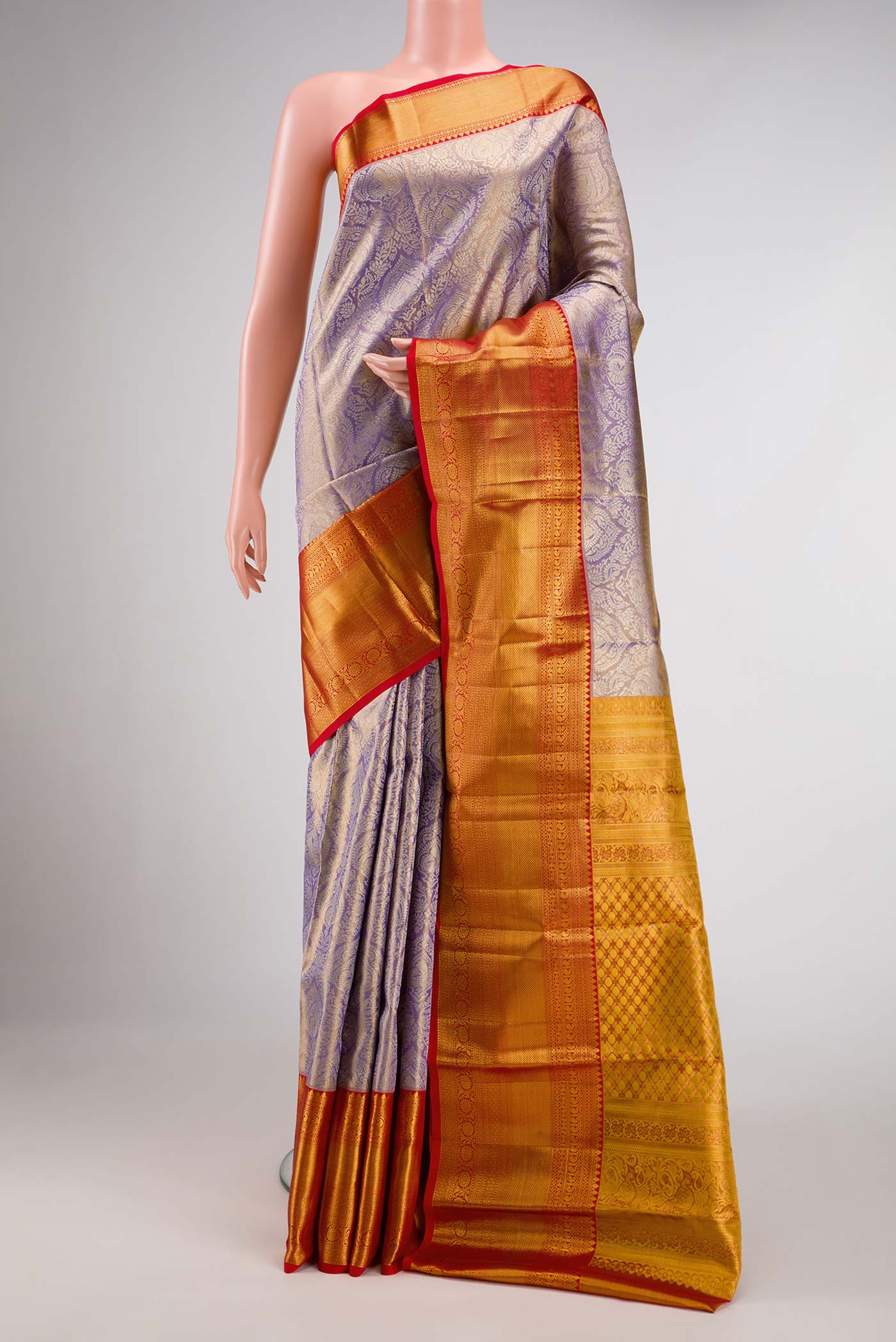 Lavender Dual Tone Kanchipuram Tissue Silk Saree