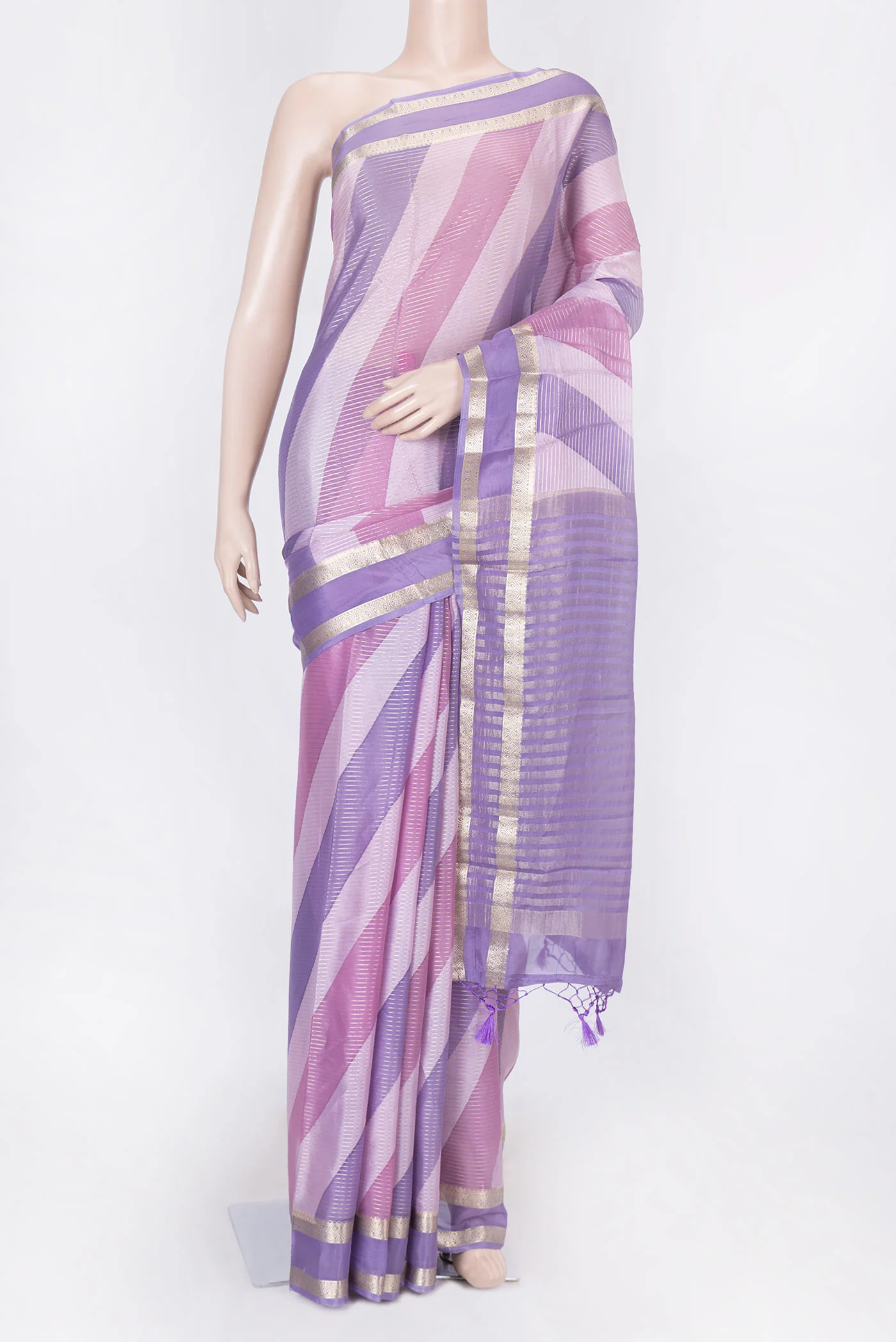 Lavender Dual Tone Mysore Georgette Saree