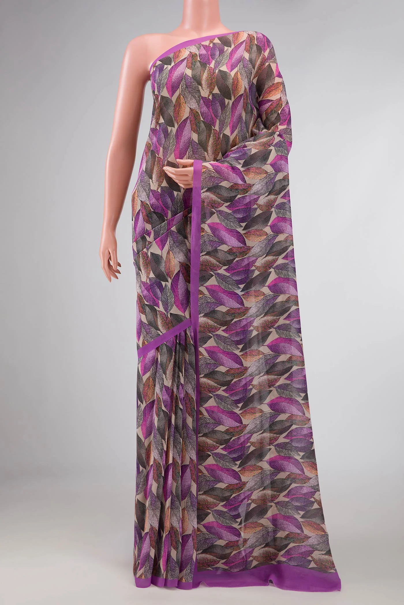 Lavender Dual Tone Mysore Georgette Saree