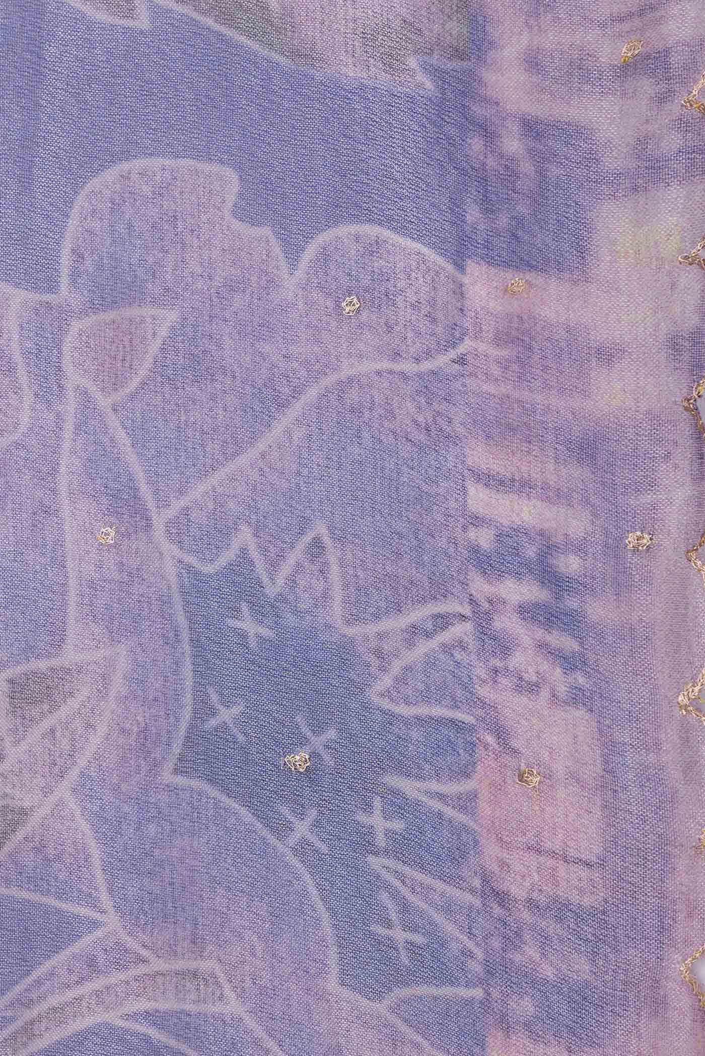 Lavender Dual Tone Organza Silk Saree - Image 3
