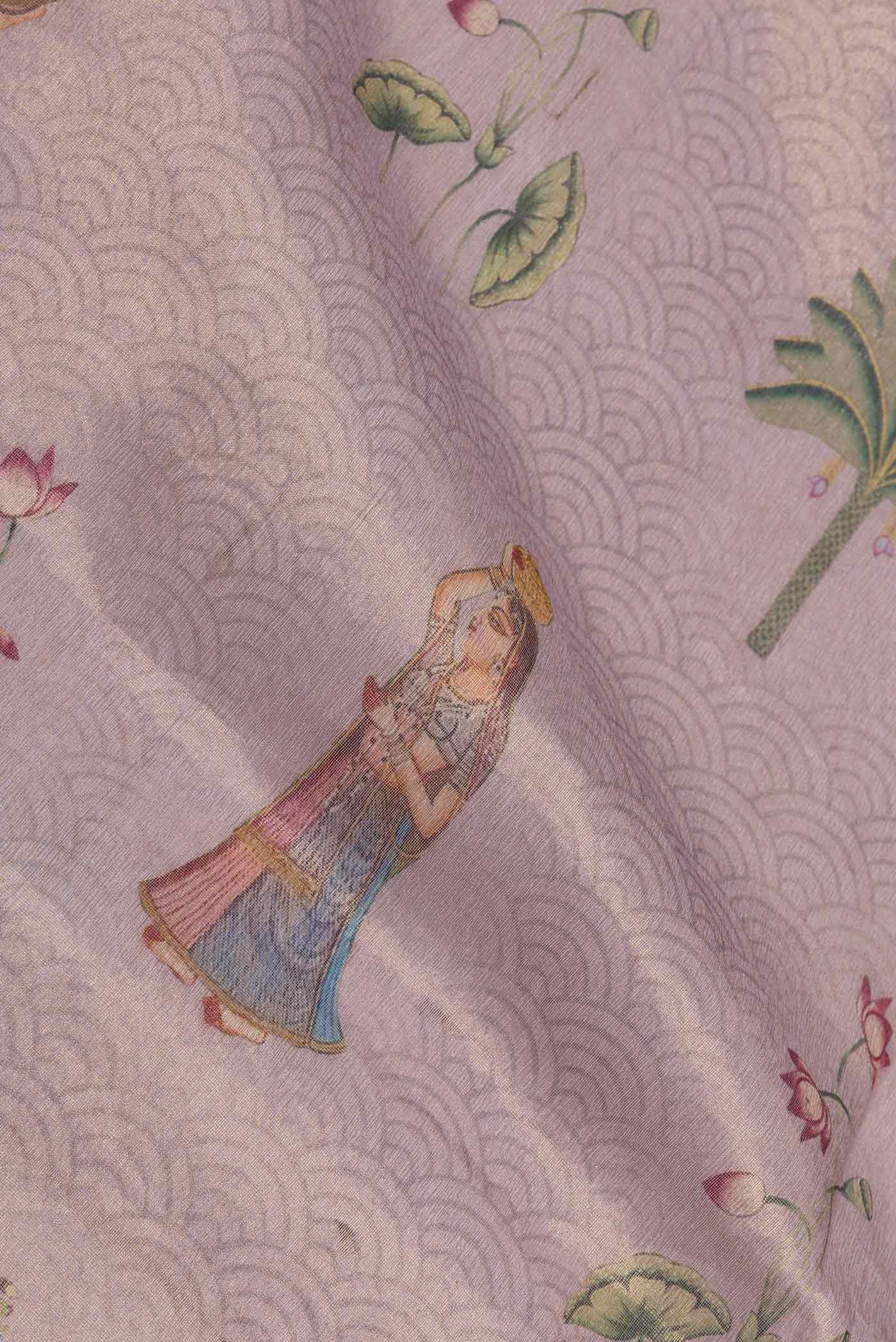 Lavender Dual Tone Organza Silk Saree - Image 2