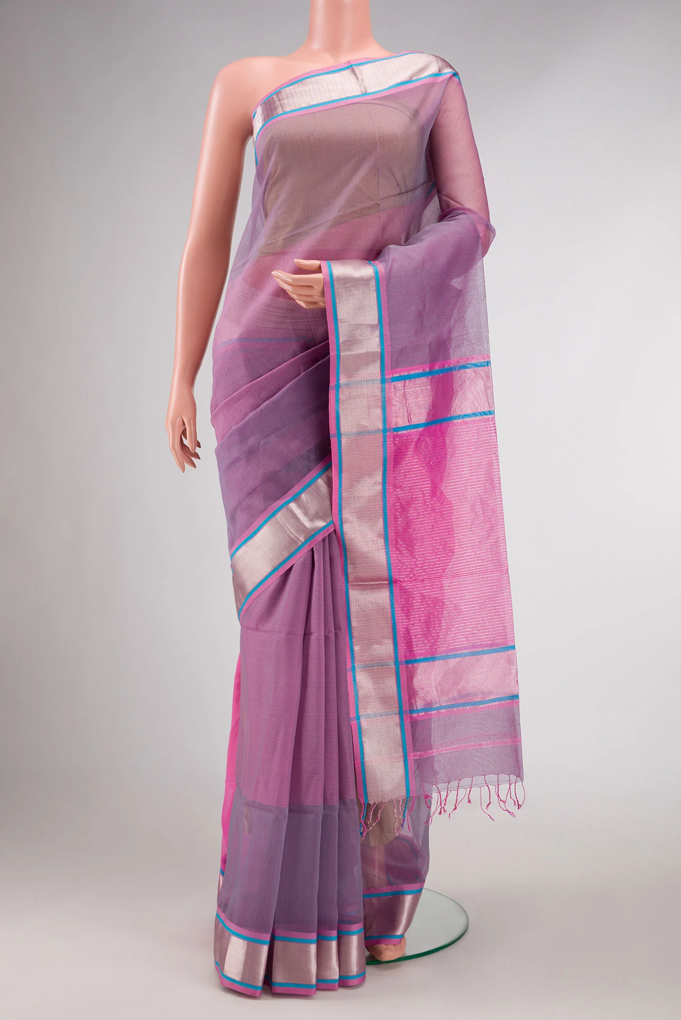 Lavender Dual Tone Silk Cotton Saree