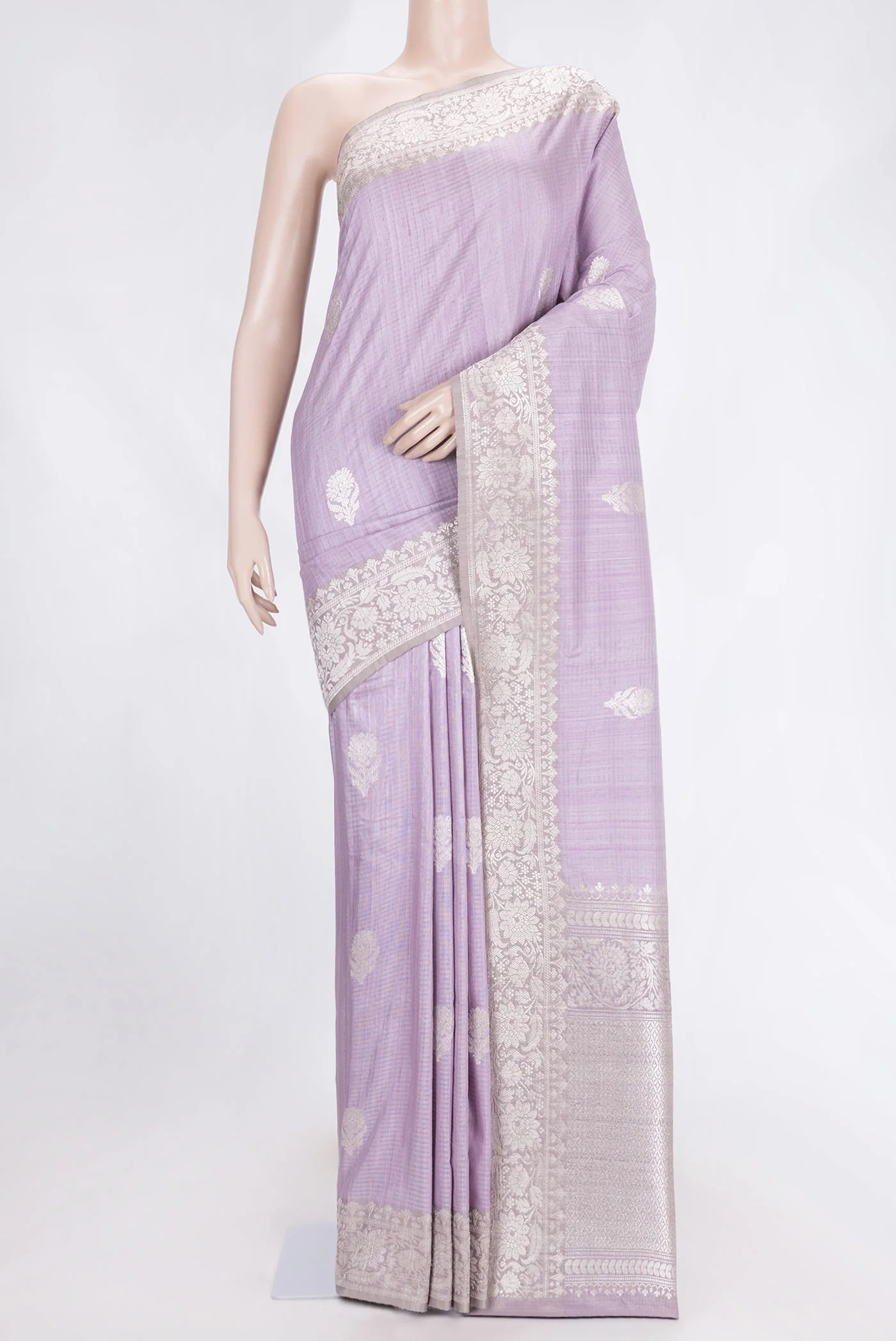 Lavender Banarasi Tussar Silk Saree