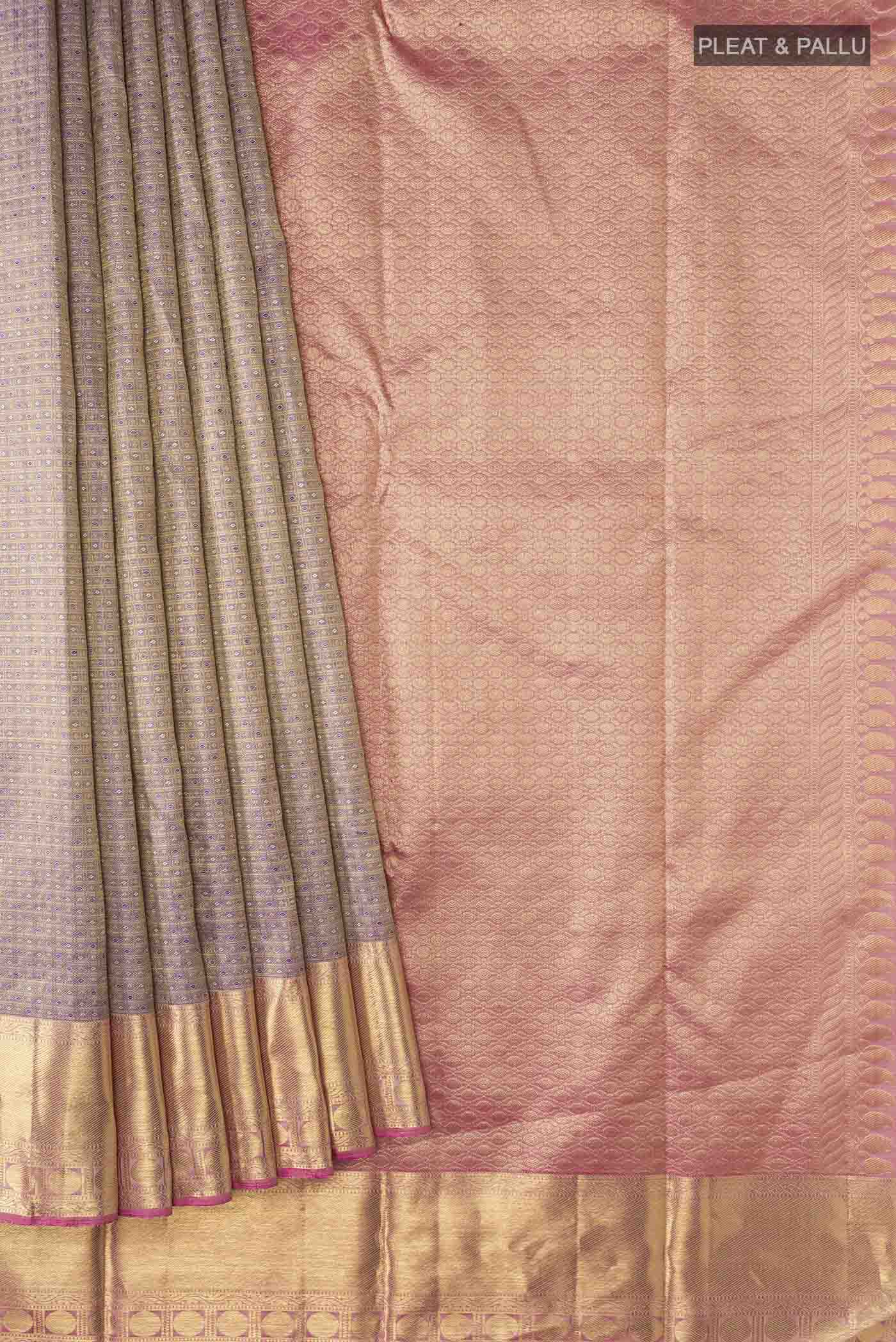 Lavender Kanjivaram Silk Saree - Image 4
