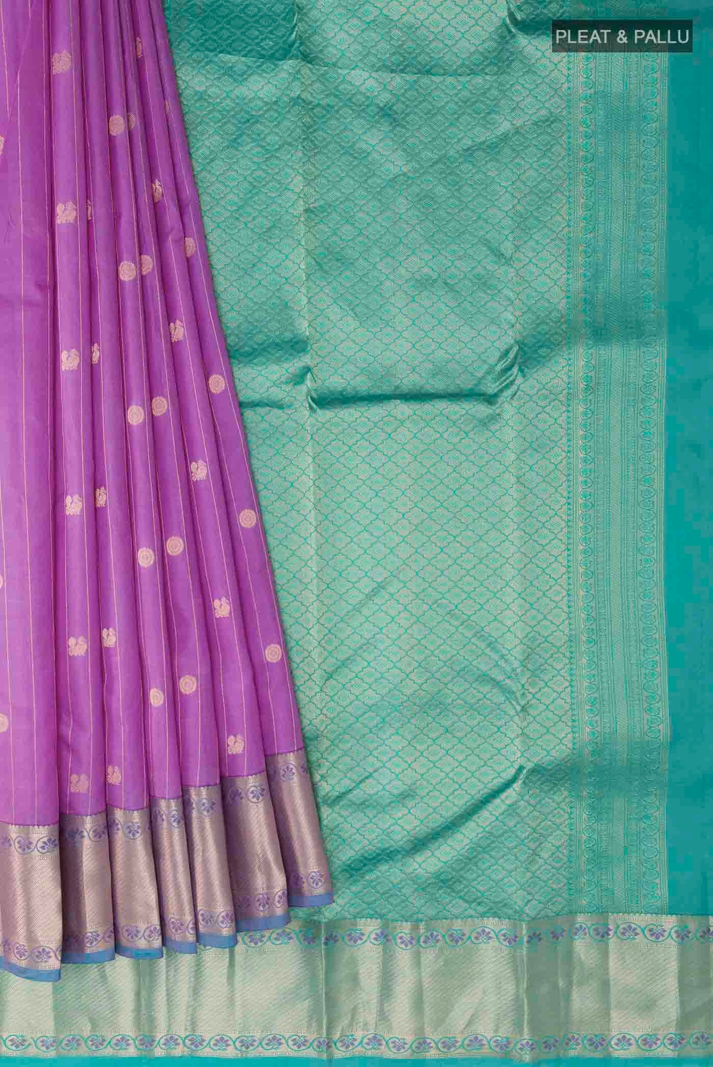 Lavender Kanchipuram Silk Saree - Image 4